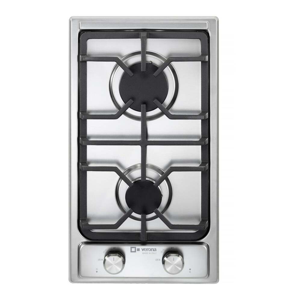 Front. Verona - Verona 12" Designer Gas Cooktop with 2 Sealed Burners in Stainless Steel - Stainless Steel.