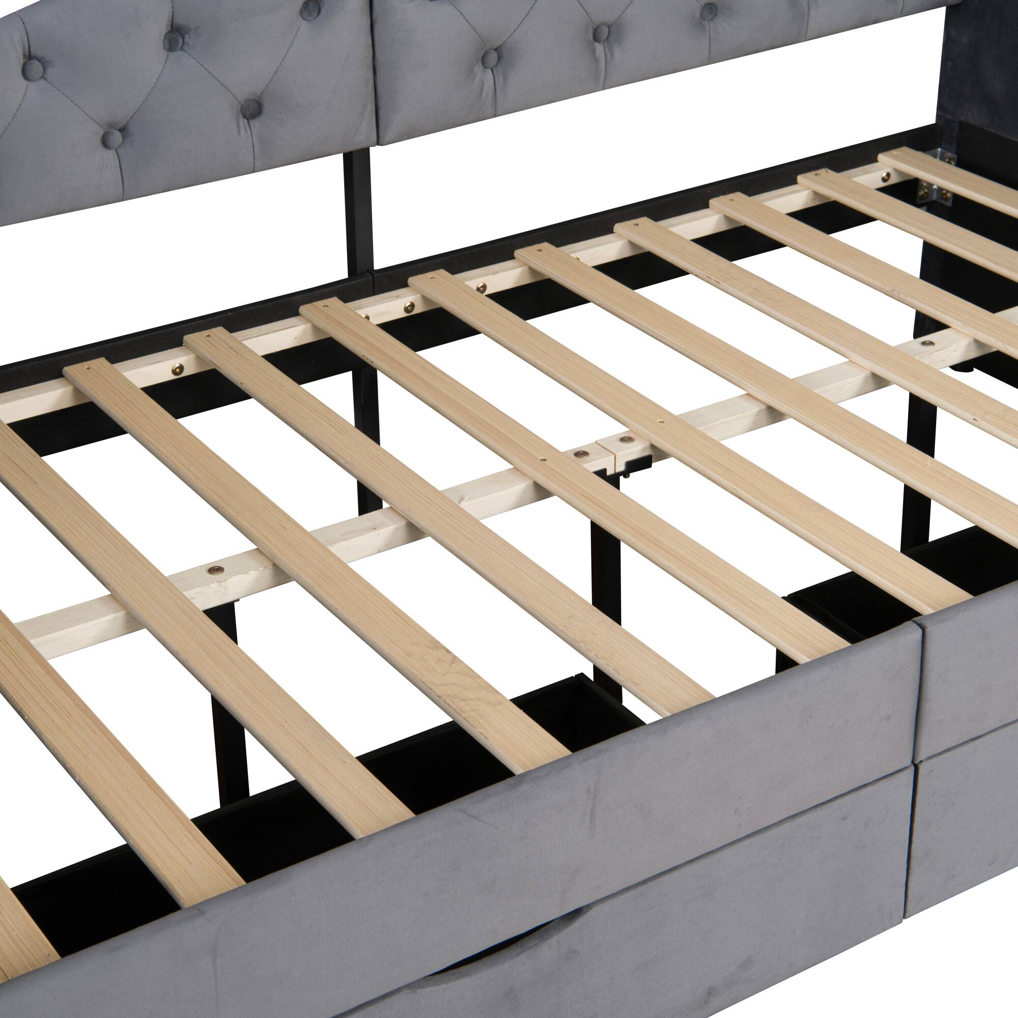 Alt View 7. GOODSILO - Upholstered Twin Daybed with Storage Drawers, No Box Spring Required, Mid-Century Design Sofa Bed for Living Rooms - Gray.