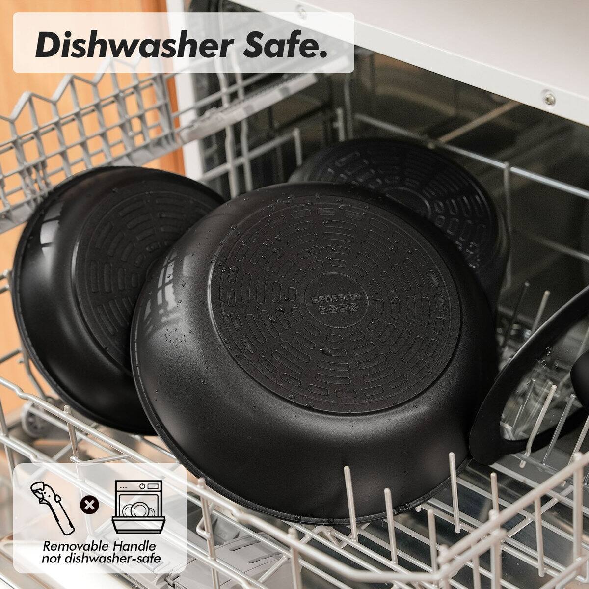 Dishwasher Safe.

Removable Handle not dishwasher-safe