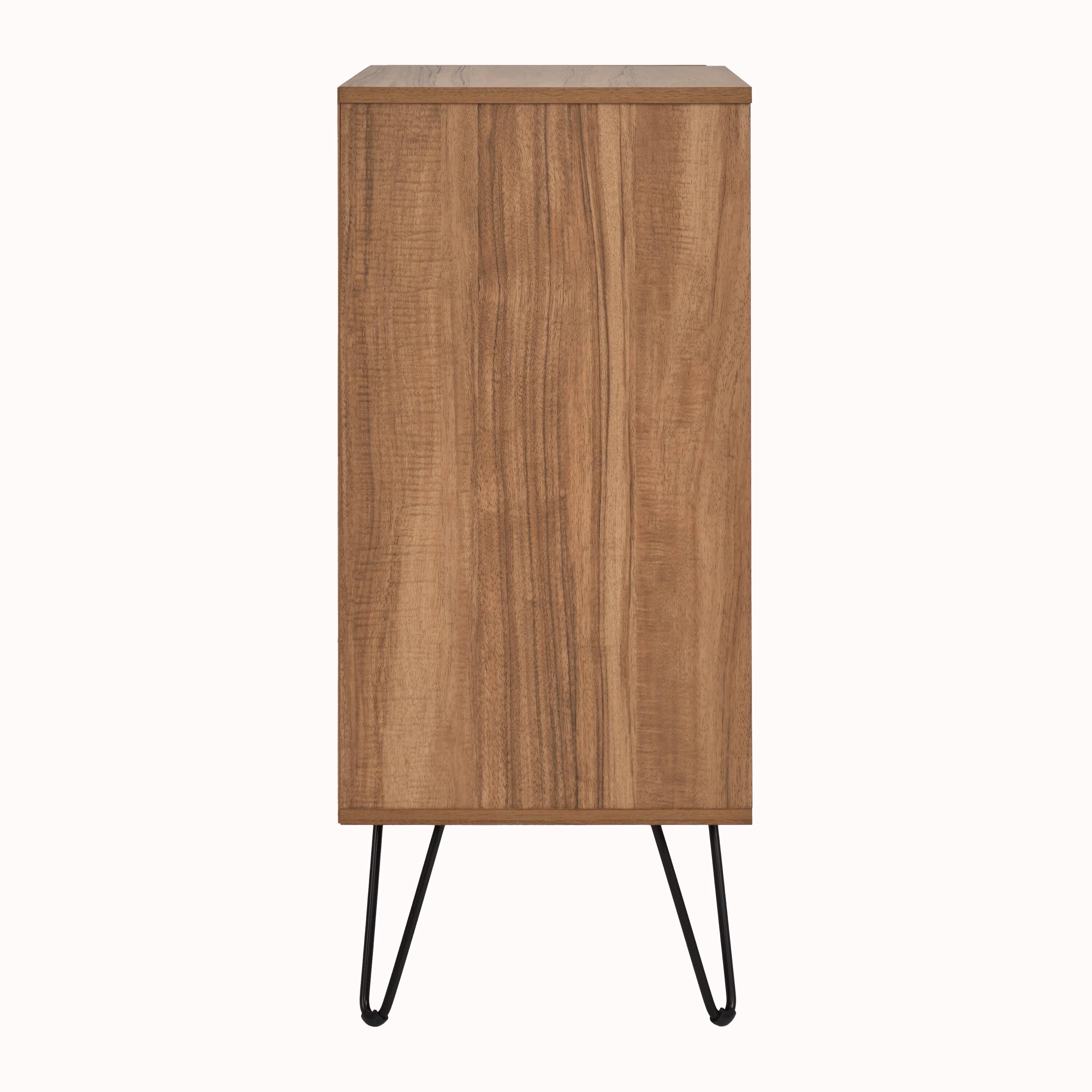 Left. CorLiving - CorLiving Vintora Large Brown Engineered Wood Open Shelved Turntable Media Stand - Brown.