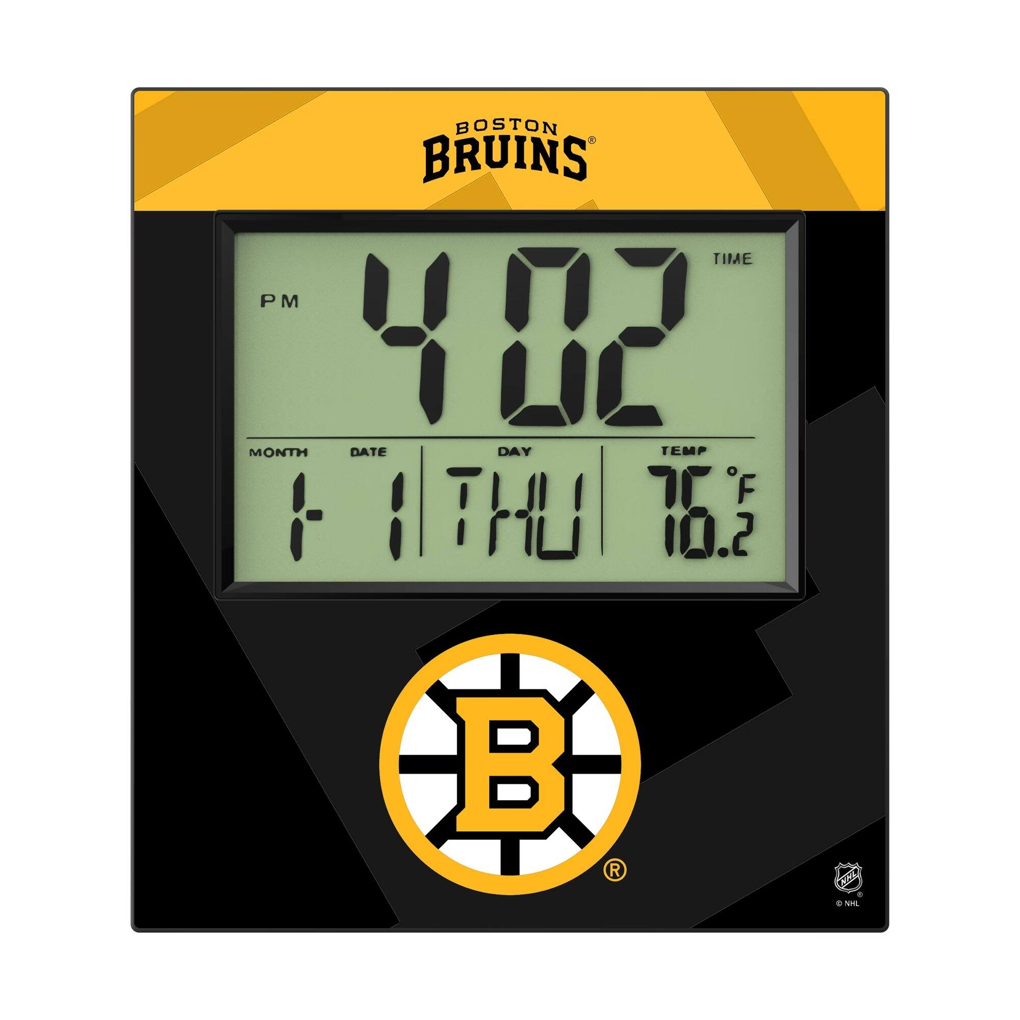 BOSTON BRUINS  
PM 4:02  
MONTH 1 DATE 11 DAY THU TEMP 76.25°F  
10.2