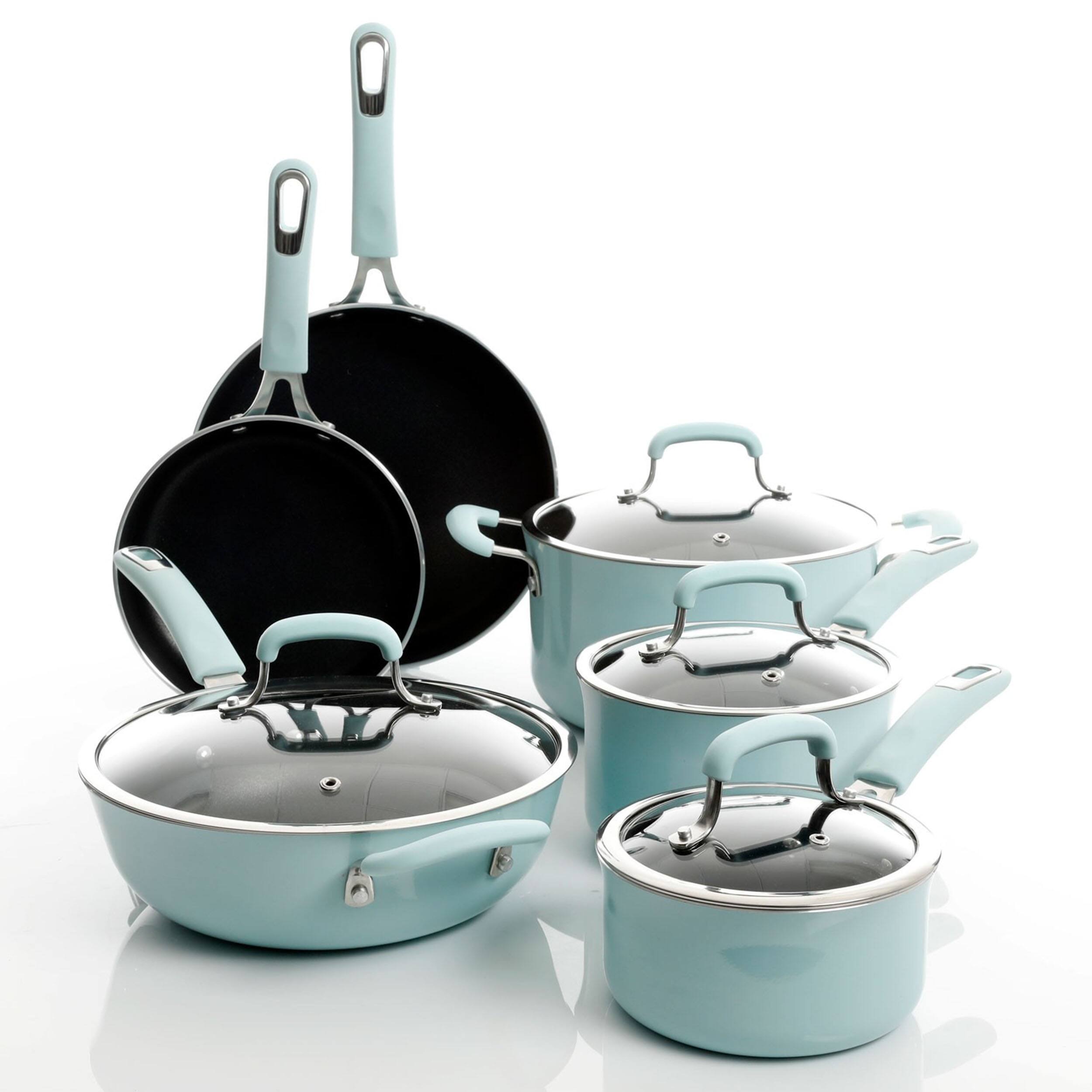 Alt View 2. Kenmore - Kenmore Elite Andover 10 Piece Nonstick Aluminum Cookware Set in Glacier Blue - Glacier Blue.