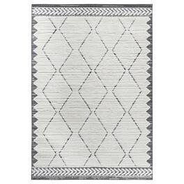 HTUTWOO - 5'3''x7'6'' Area Rug - Cream Indoor Carpet, Modern Geometric Pattern, Non Shedding, for Bedroom, Kitchen, Living Room - Trellis Cream