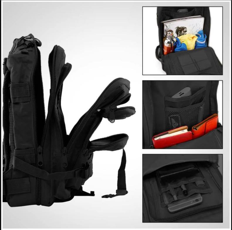 Back. Acteck - Military Tactical Backpack Small Molle Assault Pack Army Bug Bag Backpacks Rucksack Daypack 27L - Black.