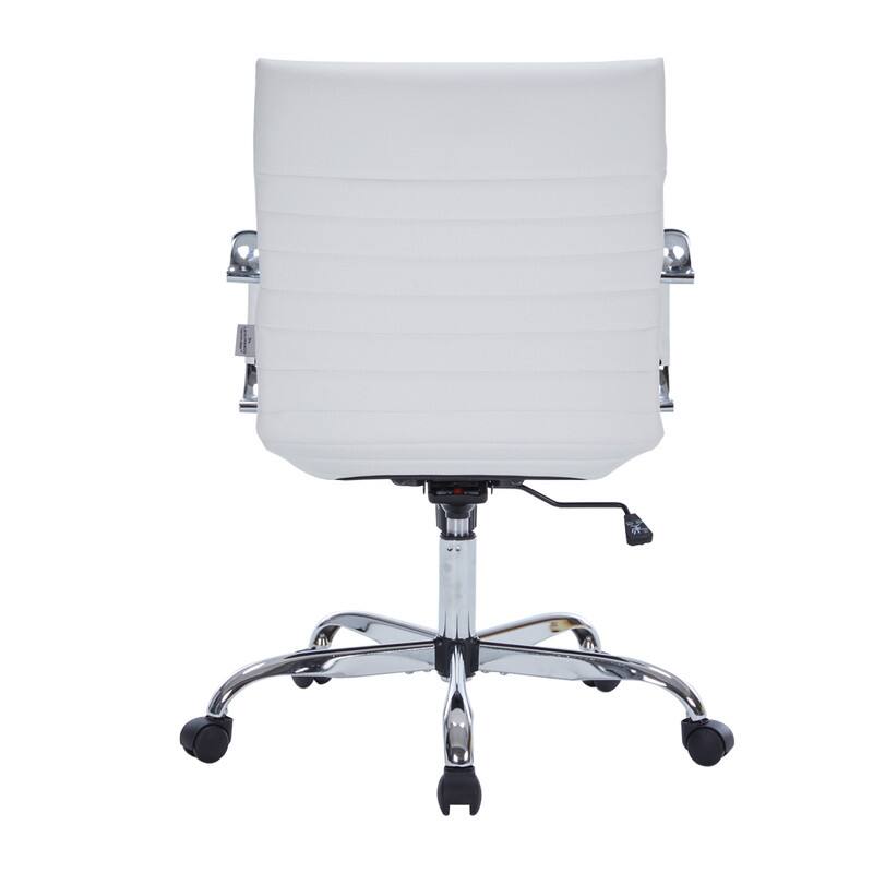 Alt View 6. LeisureMod - Harris Mid-Back Leather Office Chair Adjustable Height Tilt Computer Task Chair with 360-Degree Swivel - White.
