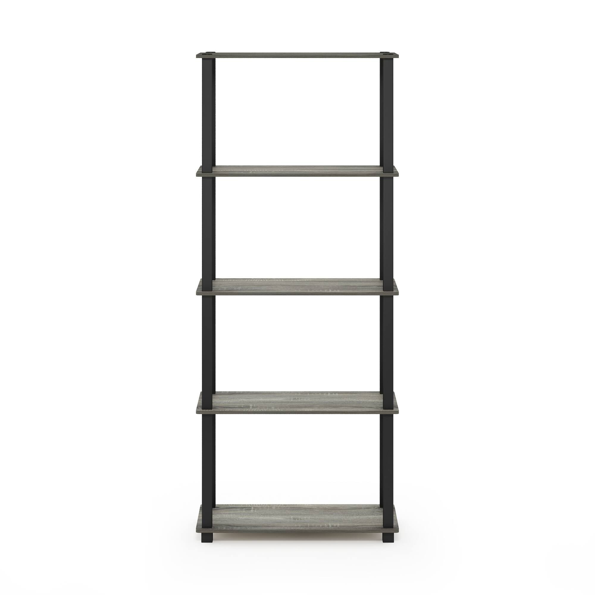 Alt View 2. Furinno - Turn-S-Tube 5-Tier Multipurpose Shelf Display Rack with Square Tubes, French Oak/Black - French Oak/Black.