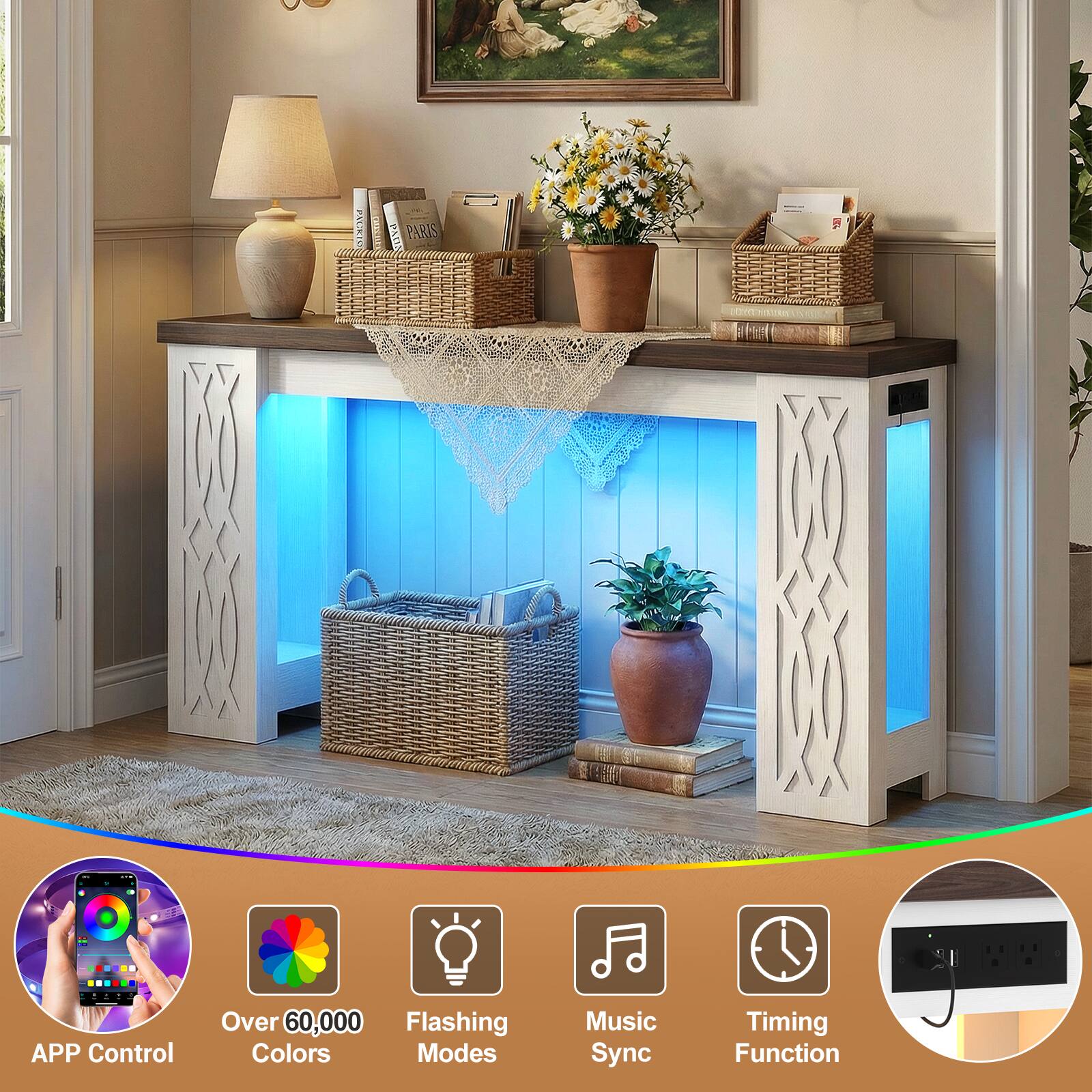 PACKIO PARIS  
APP Control  
Over 60,000 Flashing Colors Modes  
Music Sync  
Timing Function