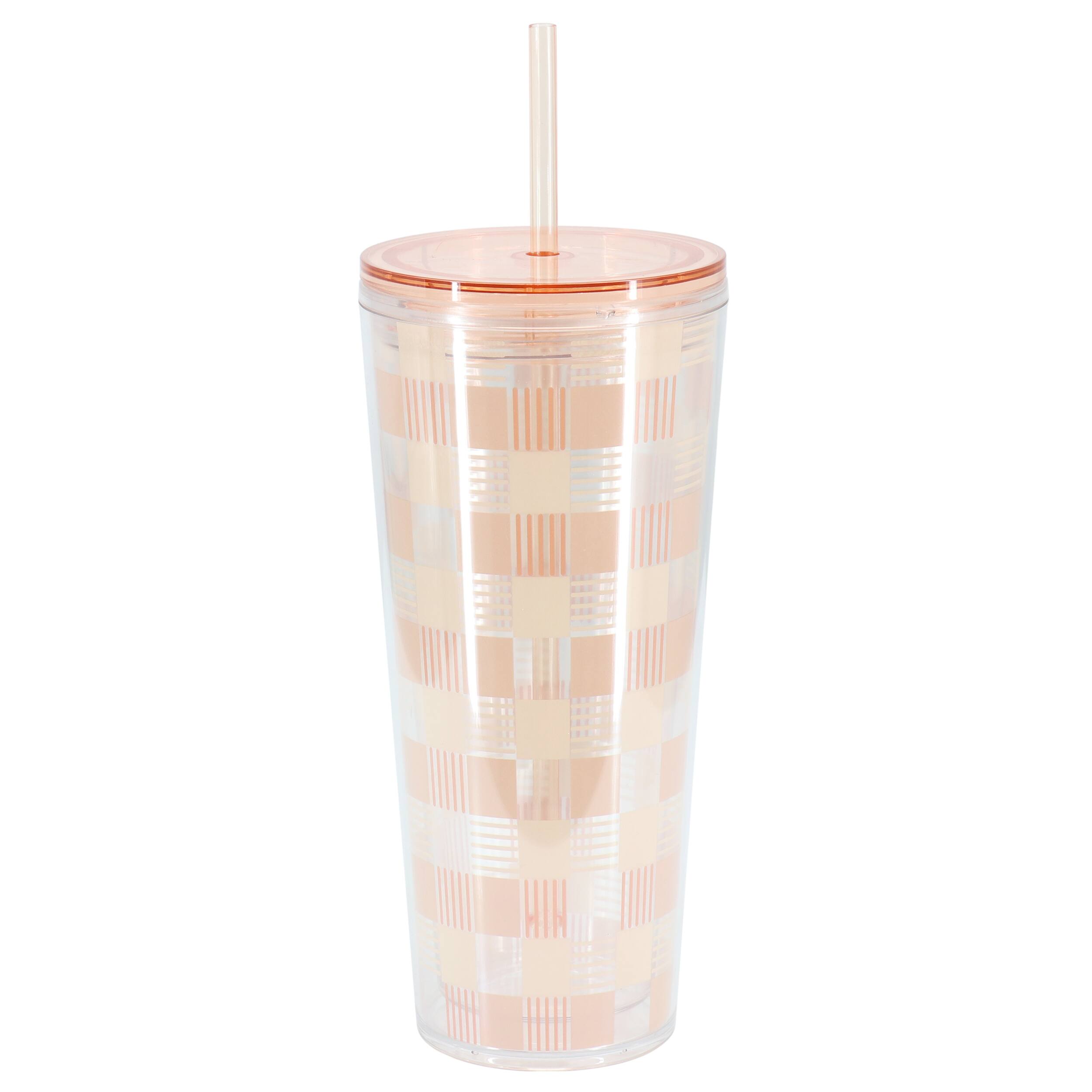 Alt View 1. Mr. Coffee - Mr. Coffee Modern Euphoria 4 Piece 23 Ounce Plastic Tumbler with Straw and Lid Set in Pink - Pink.