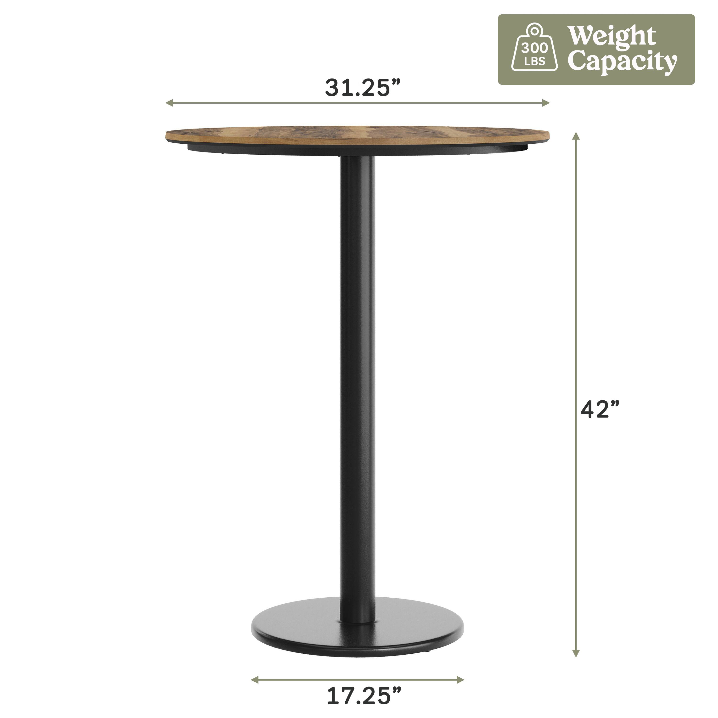31.25" Diameter, 42" Height, 17.25" Base, 300 LBS Capacity