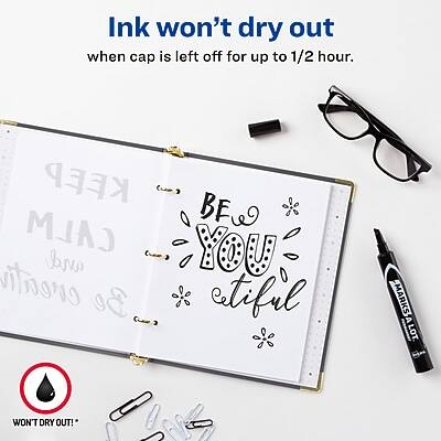 Ink won't dry out when cap is left off for up to 1/2 hour.

KEEP CALM
BE YOU
beautiful

WON'T DRY OUT!