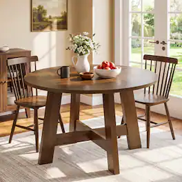Tribesigns - Dining Table with Engineered Wood Construction and Round Top for Dining Room, Kitchen and Living Room - Brown