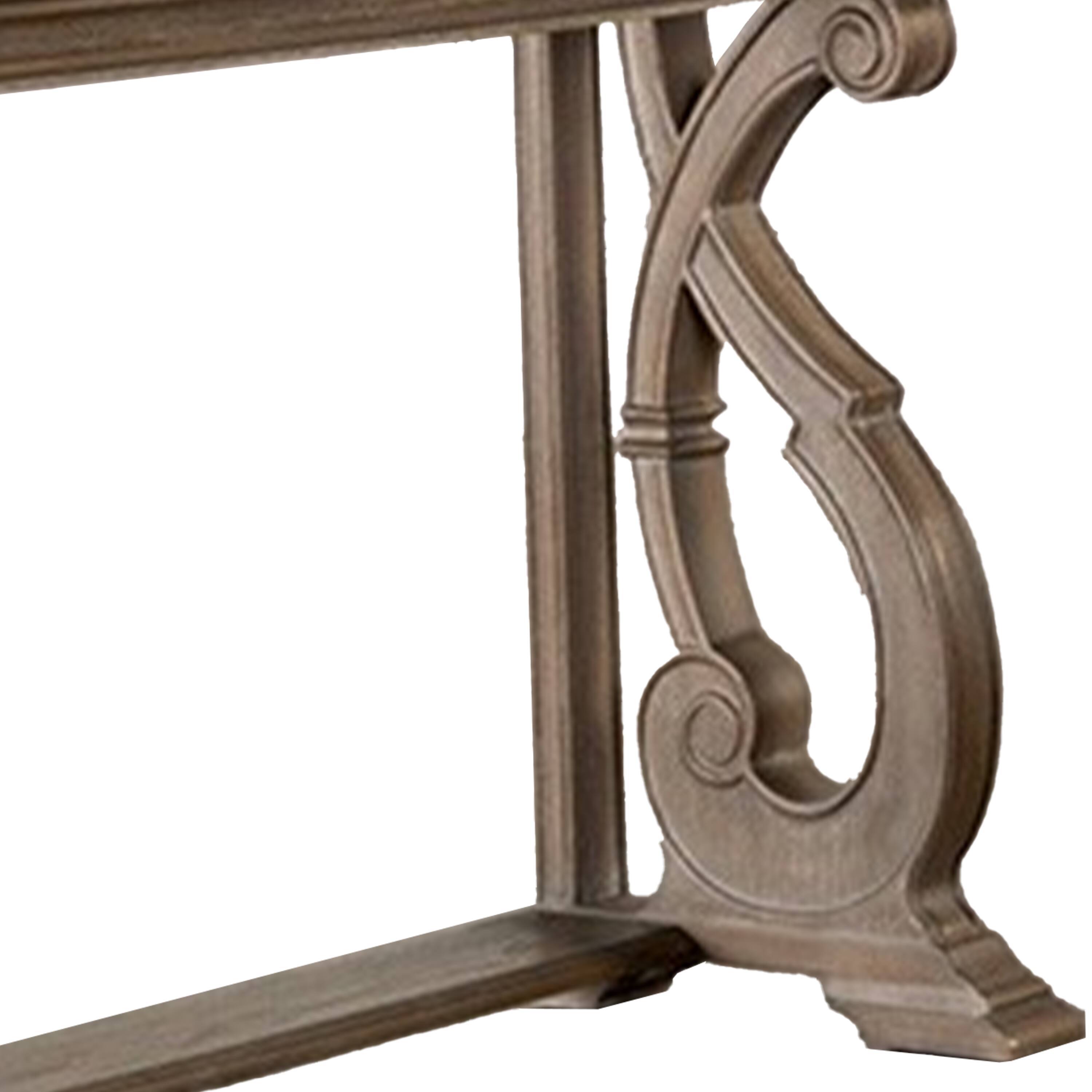 Alt View 1. Manhattan Lane - Gia Sofa Table, 50 Inch Rectangular, Carved Details, Brown Solid Wood - Brown.