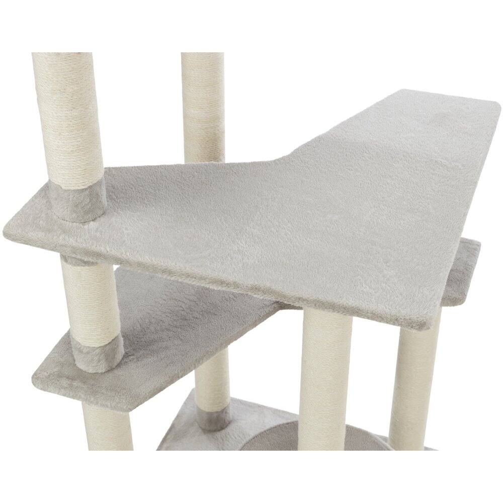 Back. TRIXIE - Seli Plush 4-Level Cat Tree with Sisal Scratching Posts, Condo & Cat Toy - Gray.