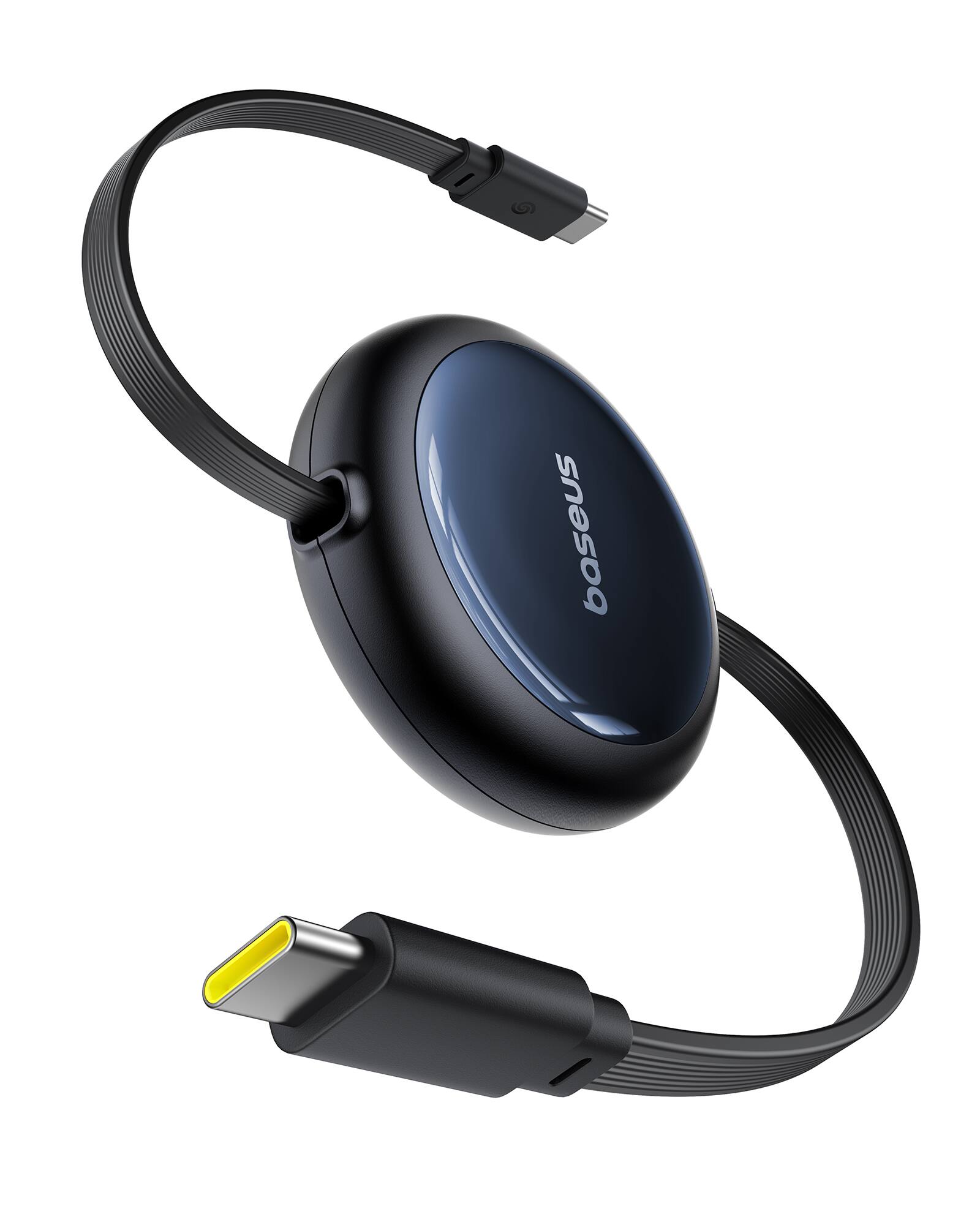 Angle. Baseus - Baseus Retractable USB-C to USB-C Cable, 100W Fast Charging, 4.9ft, 6-Stage Length Control, Black - Black.
