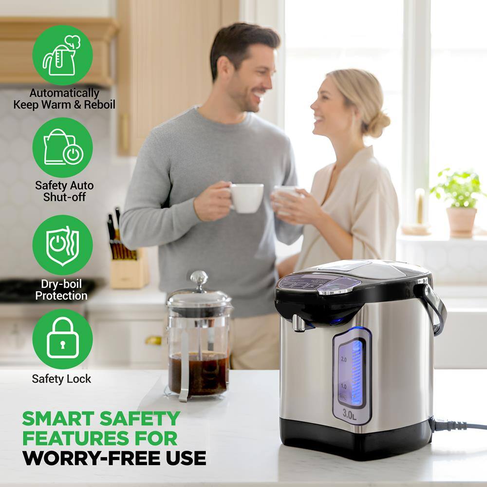 Automatically Keep Warm & Reboil  
Safety Auto Shut-off  
Dry-boil Protection  
Safety Lock  

SMART SAFETY FEATURES FOR WORRY-FREE USE  

3.0L