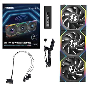 Lian Li UNI Fan SL LCD Wireless 120mm ARGB Fan Triple Pack 1.6 Lian Li UNI Fan SL LCD Wireless 120mm ARGB Fan Triple Pack 1.6