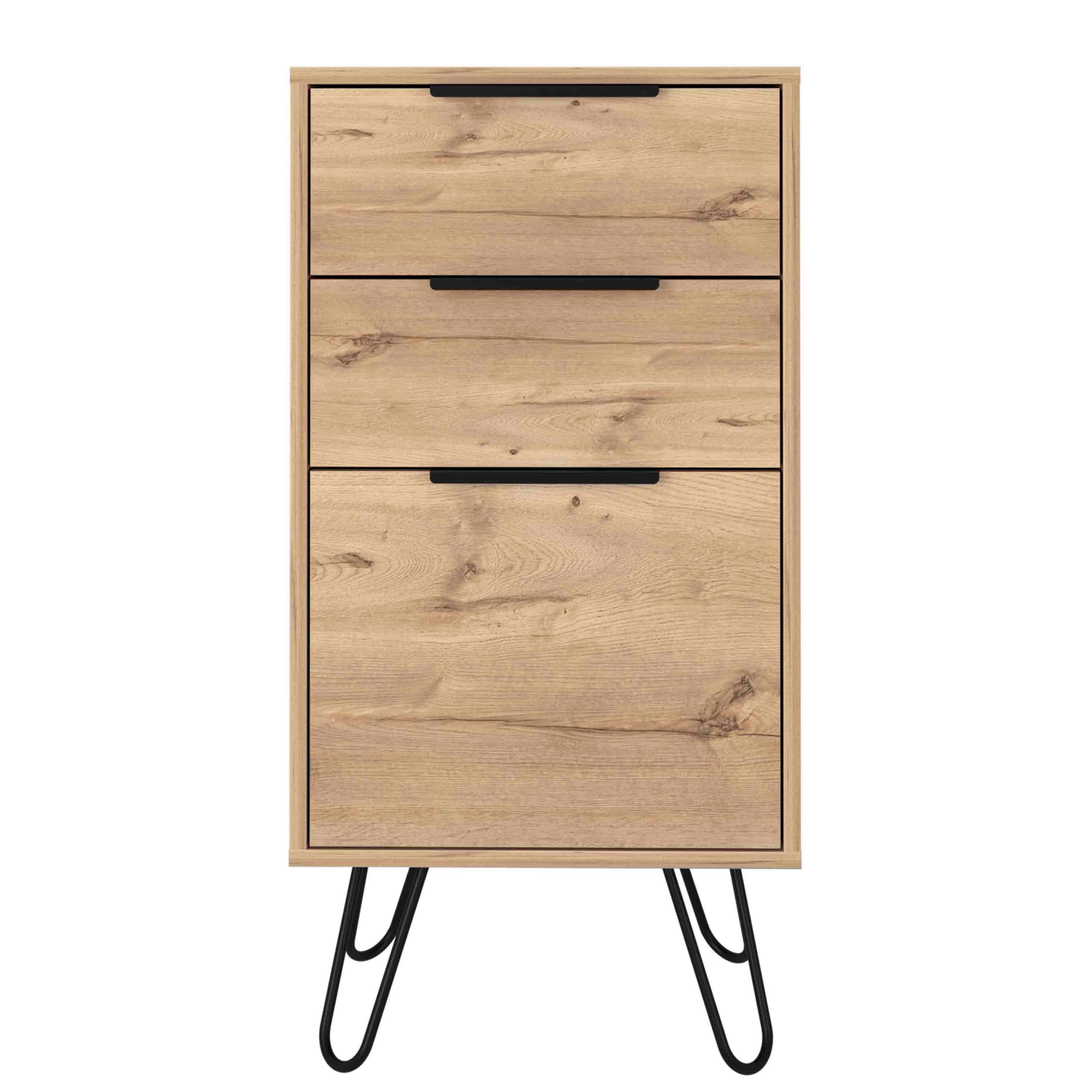 TuHome - Augusta Light Dresser, Hairpin Legs, Superior Top,Three Drawers - Light Oak