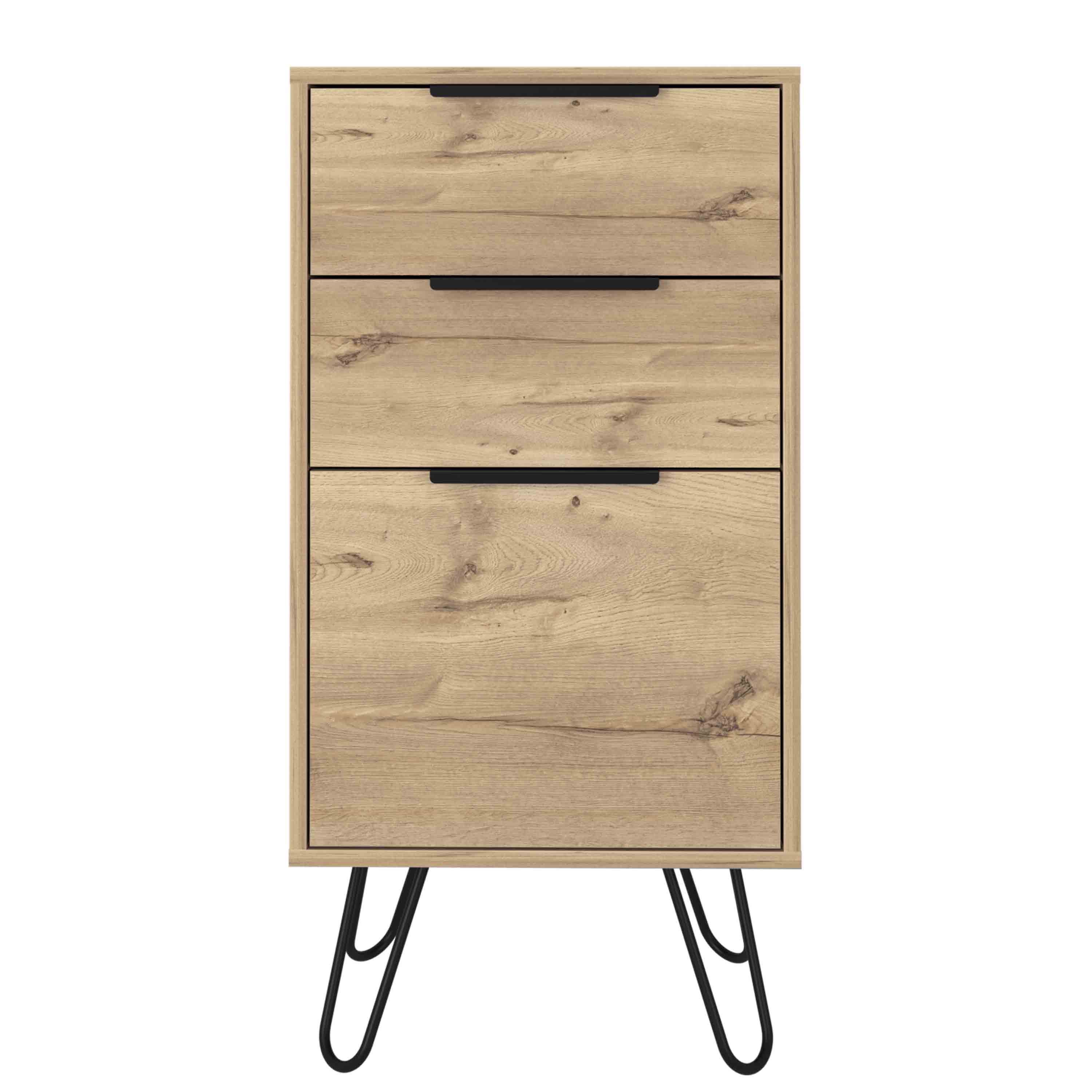 Front. TuHome - Augusta Light Dresser, Hairpin Legs, Superior Top,Three Drawers - Light Oak.