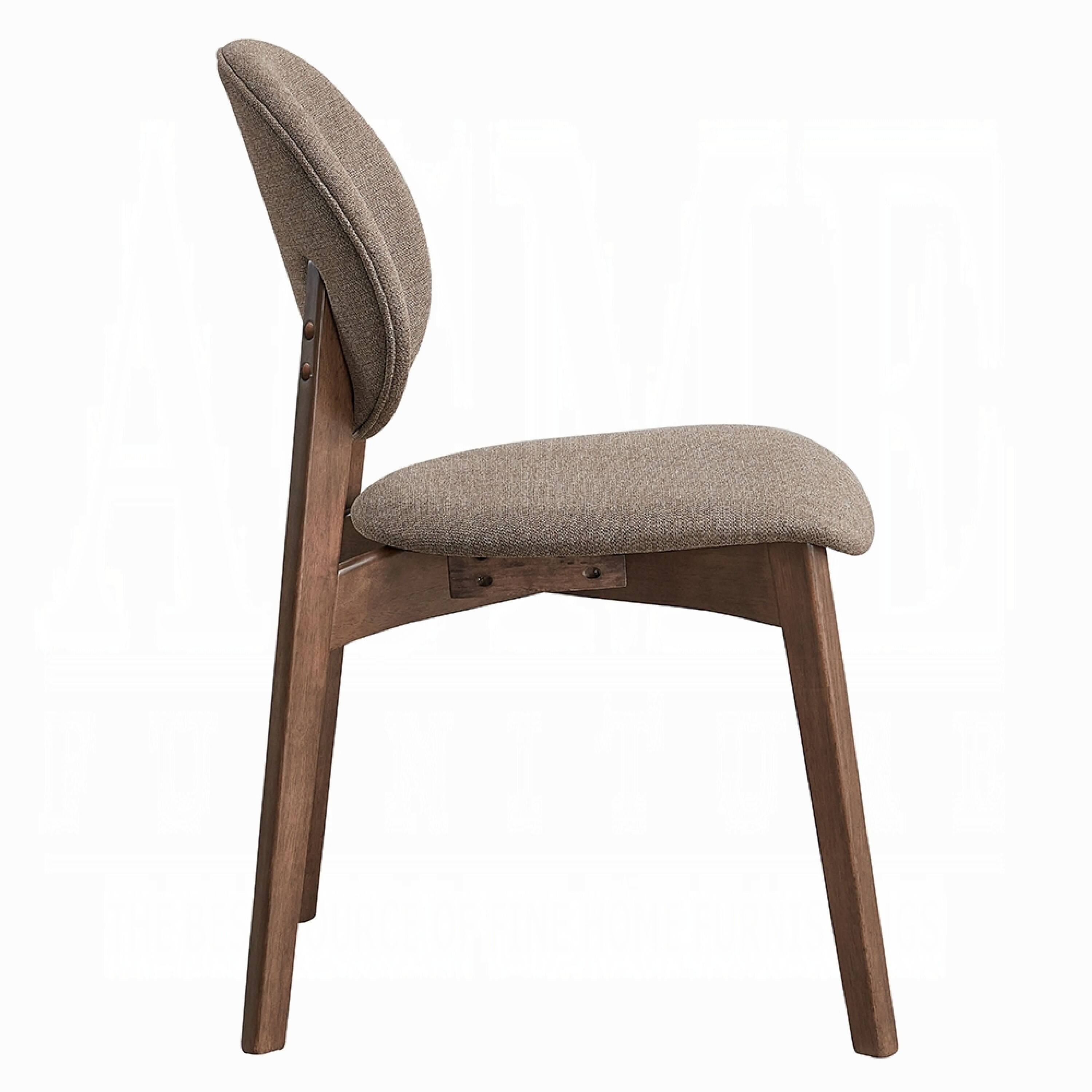 Alt View 2. Manhattan Lane - Hamza Side Dining Chair Set of 2, Light Brown Linen - Brown, Walnut Brown.