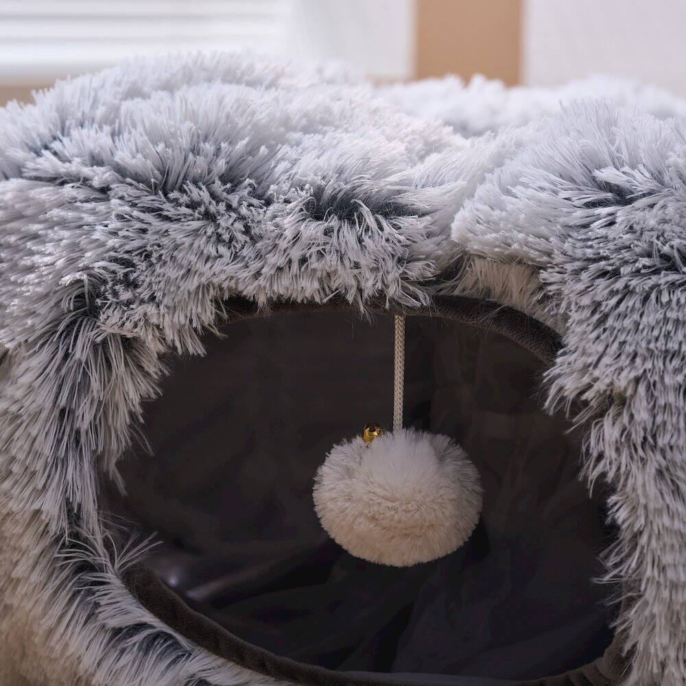 Back. PetPals - Grey Cat Tunnel with Faux Fur - Grey.