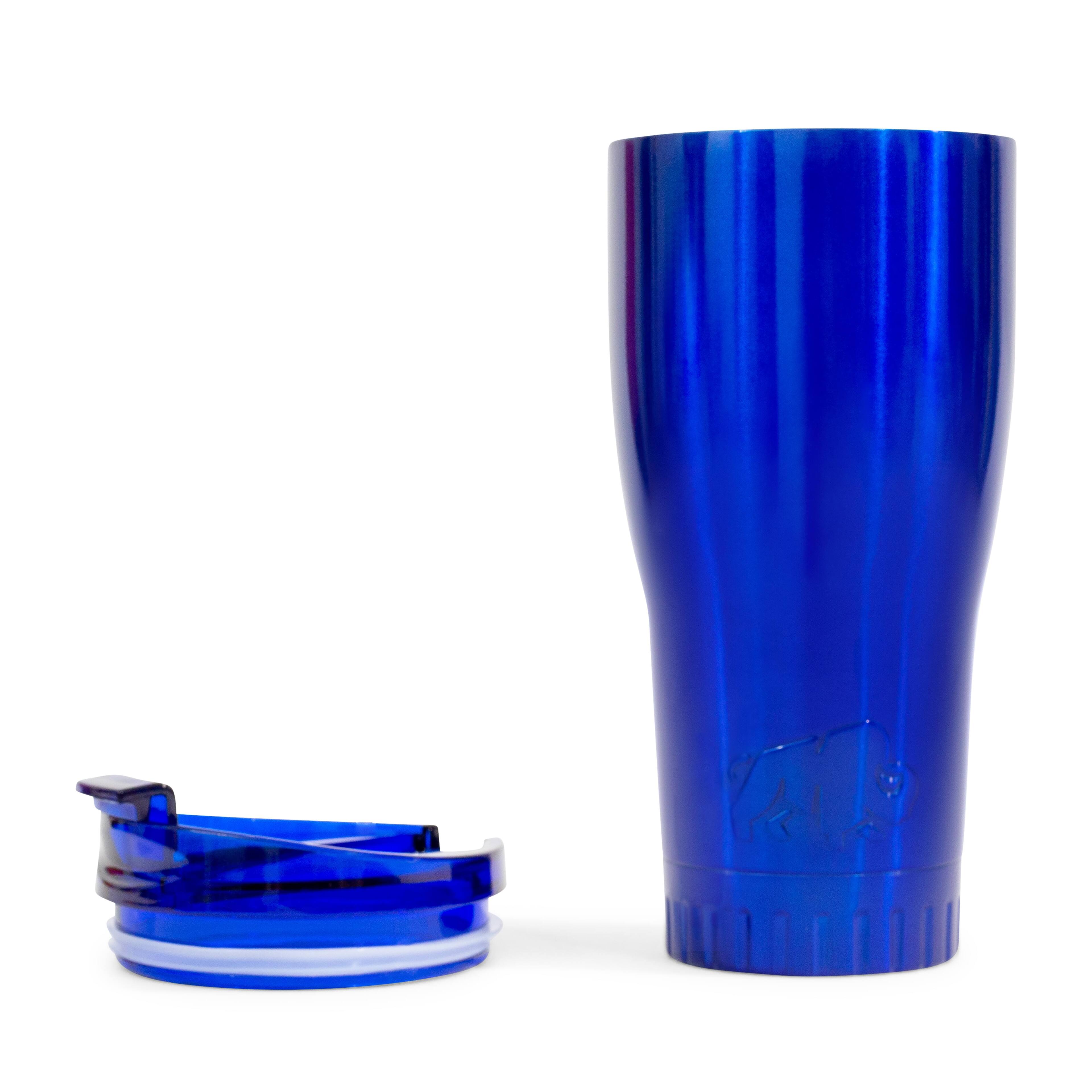 Alt View 1. Silver Buffalo - Metallic Royal Blue Stainless Steel Tumbler With Flip Lid | Holds 30 Ounces - Blue.