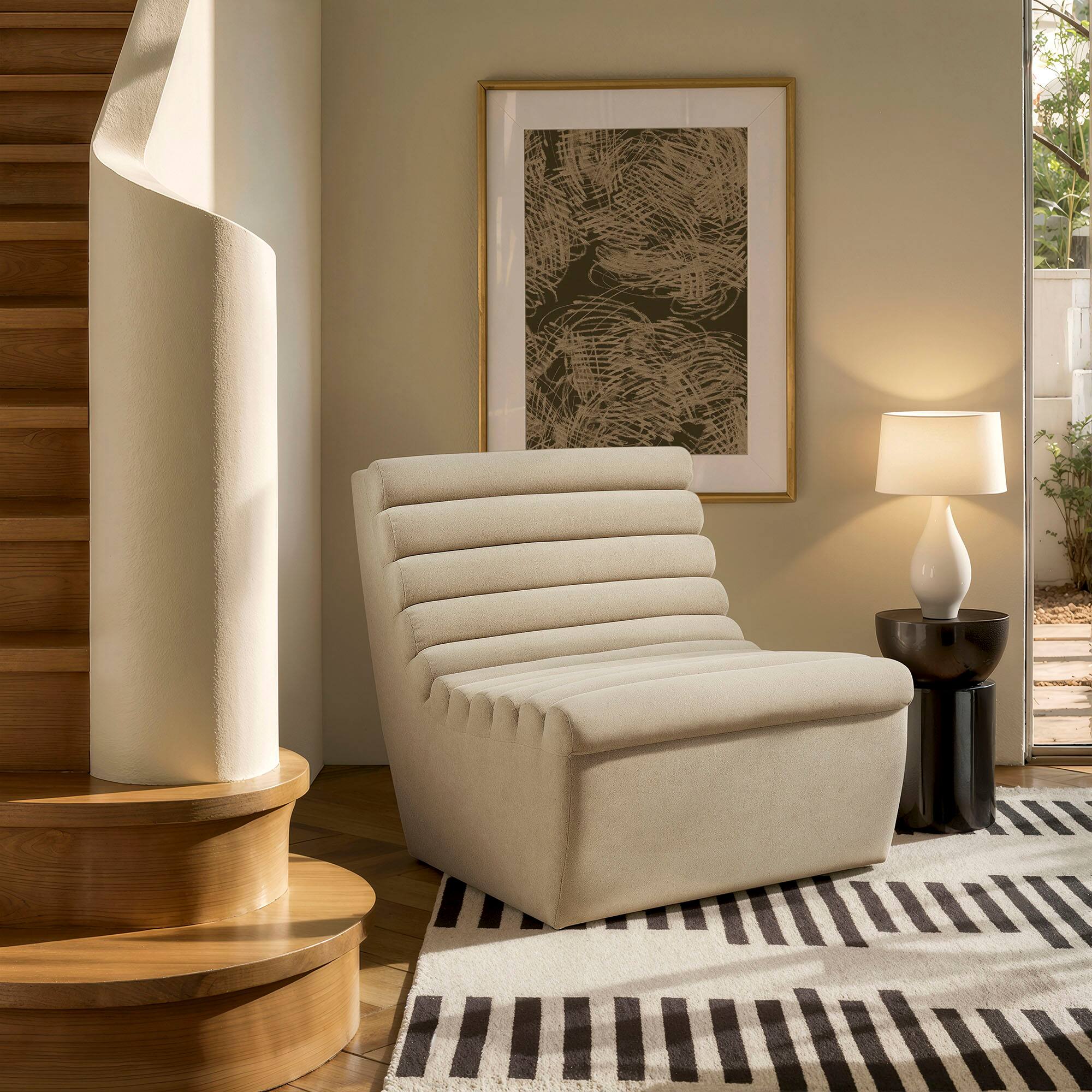Front. Modway - Corbin Performance Fleece Armless Accent Chair by Modway - Bisque.