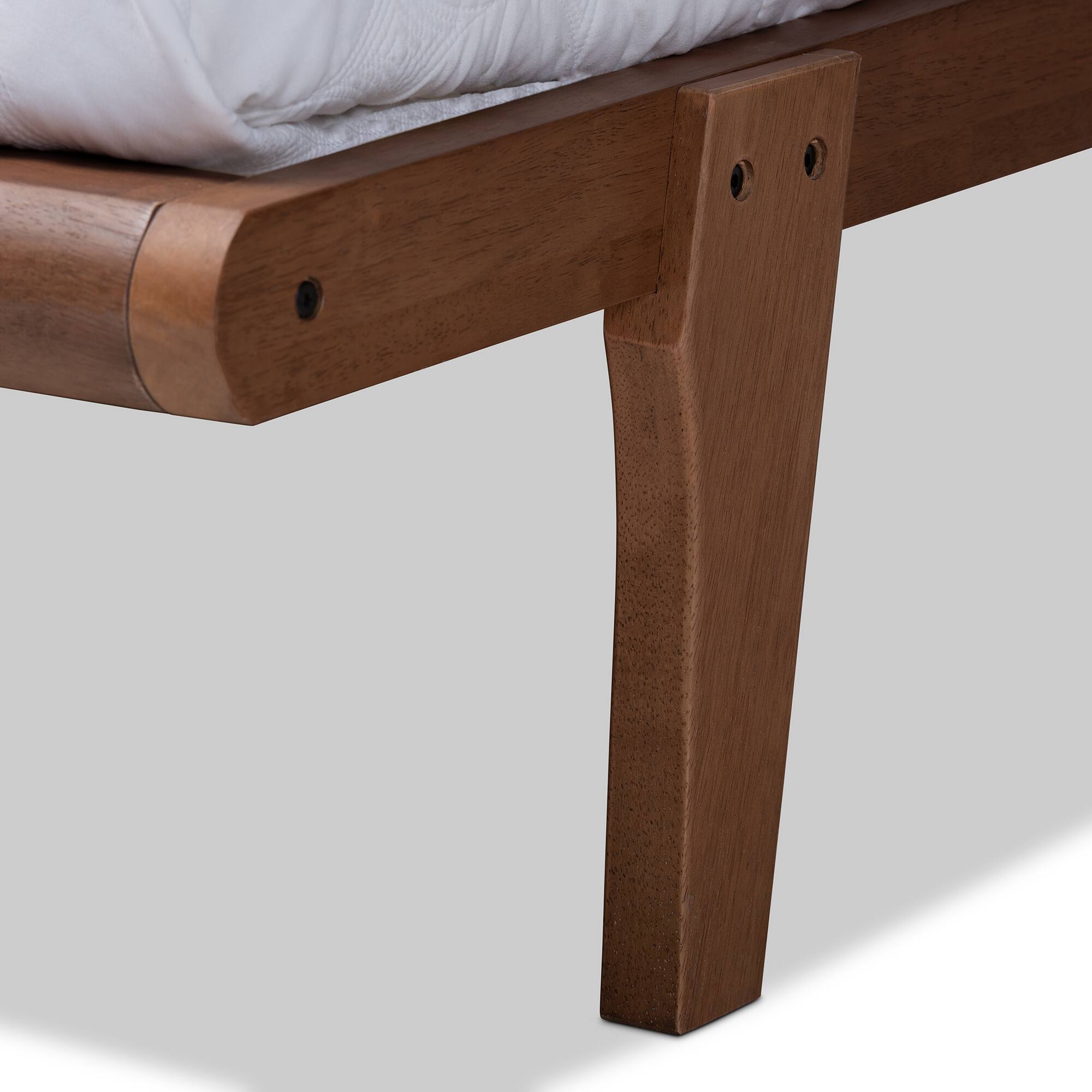 Back. Baxton Studio - Kaia Mid-Century Modern Walnut Brown Finished Wood Platform Bed Frame - Ash Walnut.
