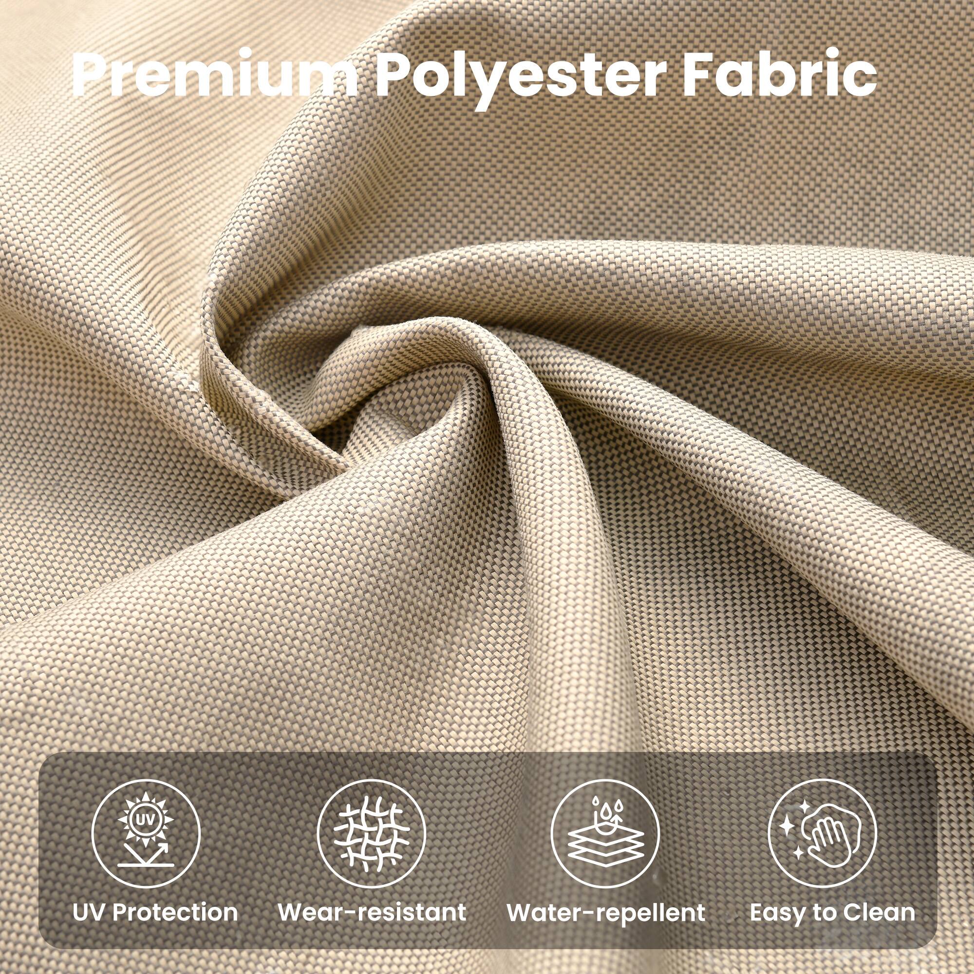 Premium Polyester Fabric

- UV Protection
- Wear-resistant
- Water-repellent
- Easy to Clean