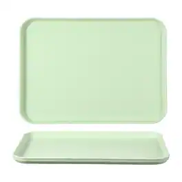 Unique Bargains - 2pcs Fast Food Serving Trays, 12x8.7" Rectangular Reusable Restaurant Tray for Kitchen Coffee Fruit Burger - Light Green
