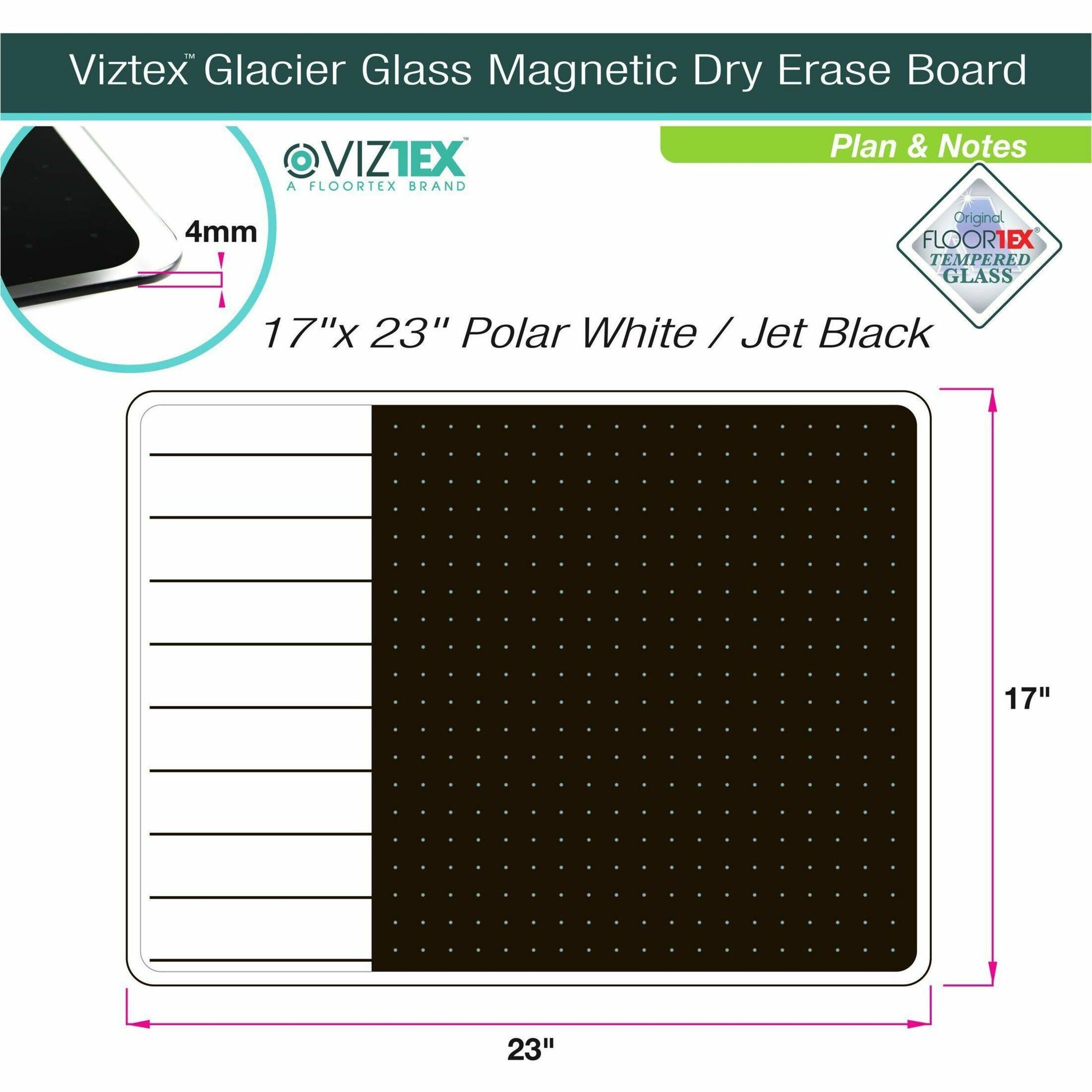 Alt View 23. Floortex - Viztex Glacier White &amp; Black Plan &amp; Grid Glass Dry Erase Board - 17'' x 23'' - White.
