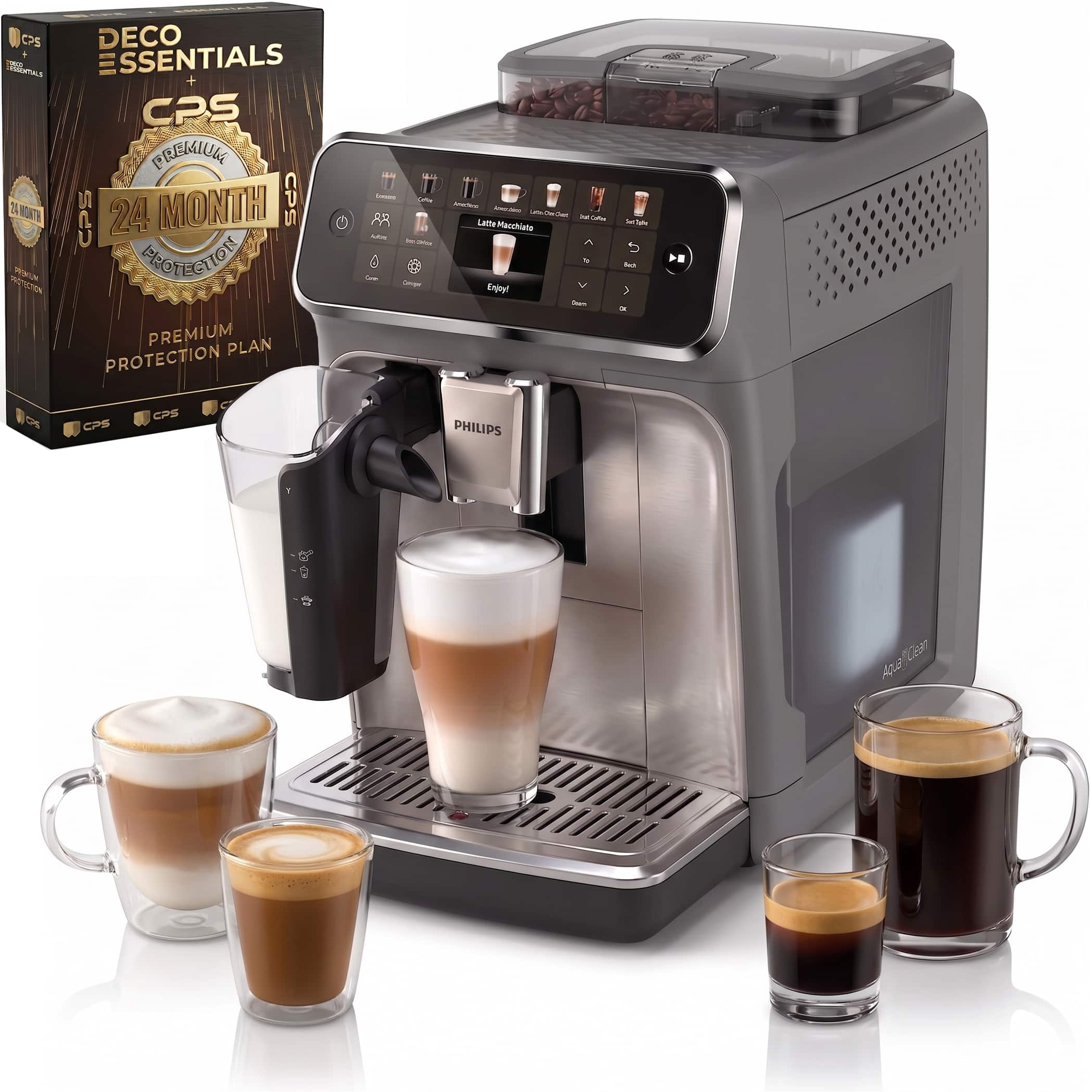 Philips - 5500 Series Fully Automatic Espresso Machine + 2-Year Extended Warranty Protection Pack - Black Chrome