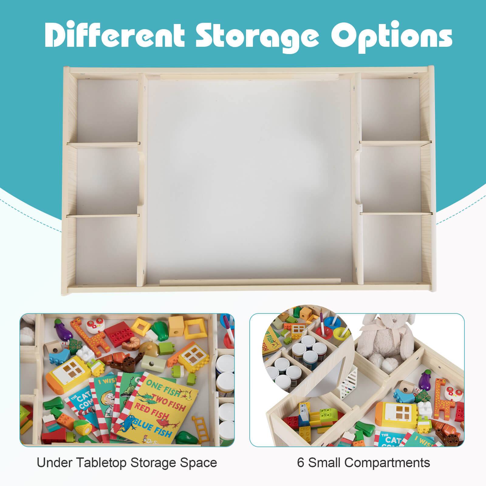 Different Storage Options

Under Tabletop Storage Space

6 Small Compartments