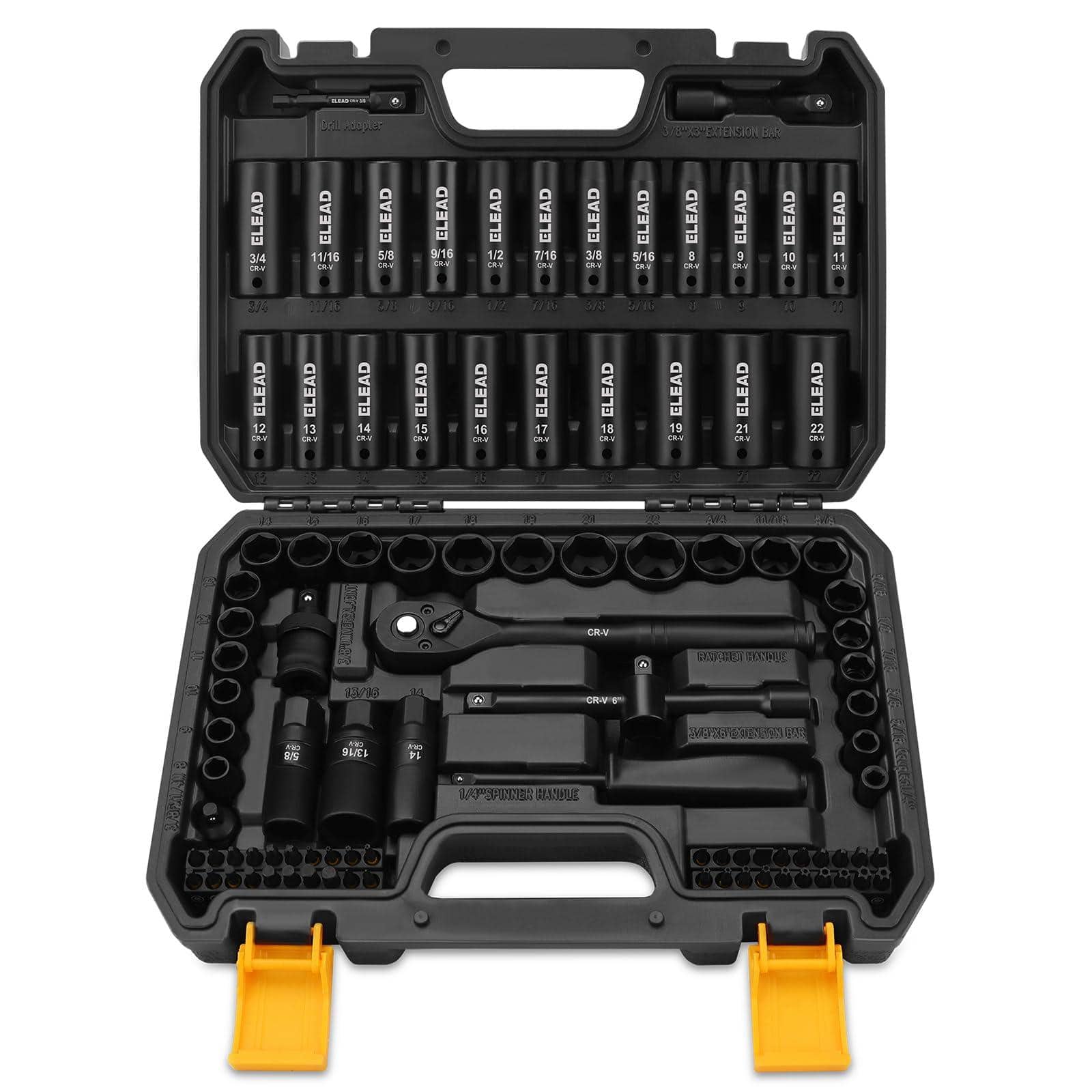 Sure, here is the corrected and grouped text from the image:

---

**Top Row (Extension Bar):**

- ELEAD 3/4
- ELEAD 11/16
- ELEAD 5/8
- ELEAD 1/2
- ELEAD 7/16
- ELEAD 3/8
- ELEAD 5/16
- ELEAD 8
- ELEAD 9
- ELEAD 10
- ELEAD 1
- ELEAD 2
- ELEAD 3
- ELEAD 4
- ELEAD 5
- ELEAD 6
- ELEAD 7
- ELEAD 8
- ELEAD 9
- ELEAD 10
- ELEAD 11
- ELEAD 12
- ELEAD 13
- ELEAD 14
- ELEAD 15
- ELEAD 16
- ELEAD 17
- ELEAD 18
- ELEAD 19
- E