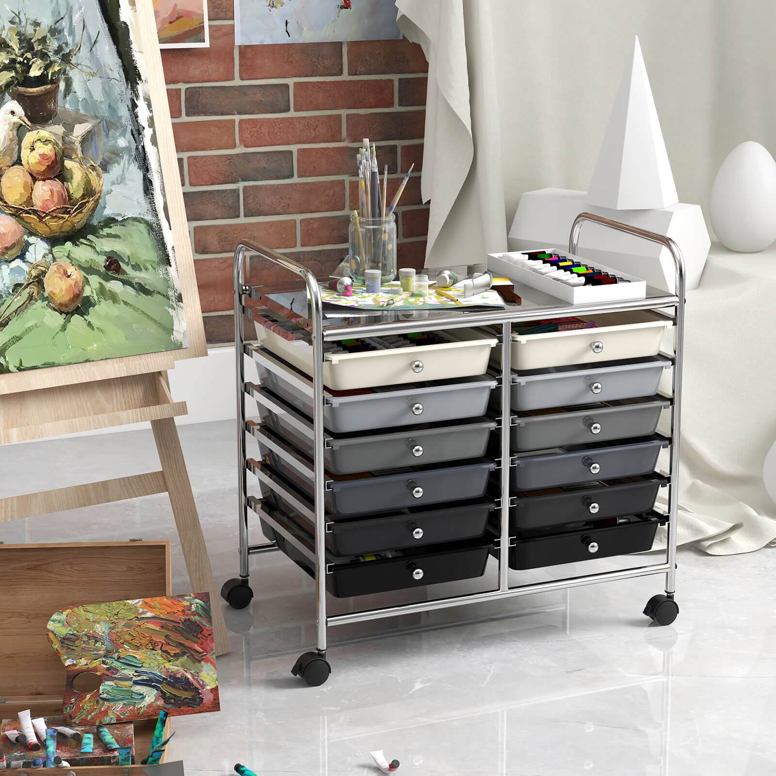 Alt View 5. Costway - Costway 12 Drawers Rolling Cart Storage Scrapbook Paper Studio Organizer Bins - Gray.