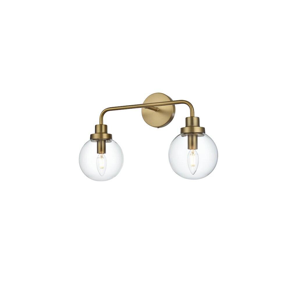 Left. Living District - Hanson 19 inch Wall Sconce in Satin Gold - Satin Gold And Clear.