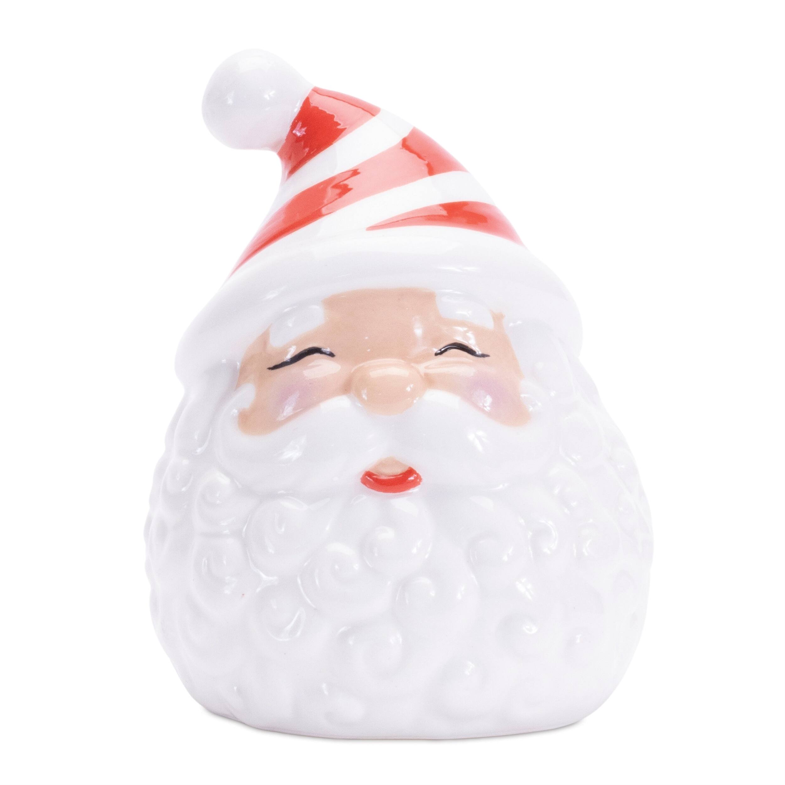 Left. BreeBe - Traditional Santa Salt and Pepper Shaker (Set of 2) - Red, White.