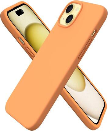 Front. Ornarto - ORNARTO Compatible with iPhone 15 Plus Case 6.7", Slim Liquid Silicone Full Covered Protective Cover-Papaya - Papaya.
