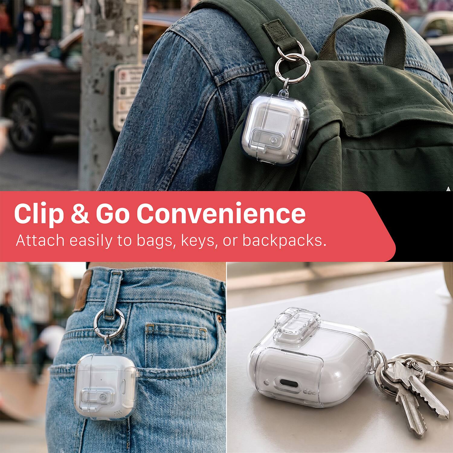 Clip & Go Convenience  
Attach easily to bags, keys, or backpacks.