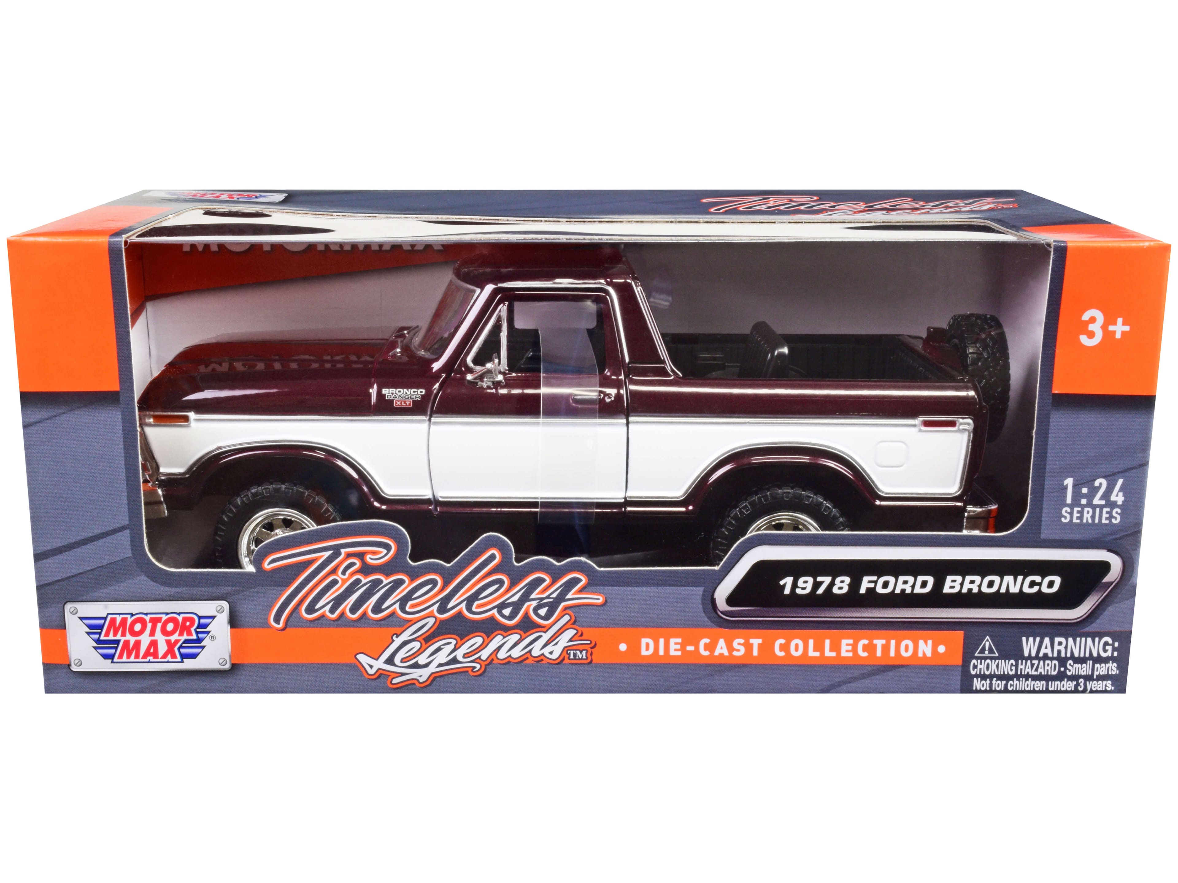 "1978 Ford Bronco Ranger XLT (Open Top) w/Spare Tire Burgundy Met. & White ""Timeless Legends"" 1/24 Model Car by Motormax" price history on PriceWatchPro