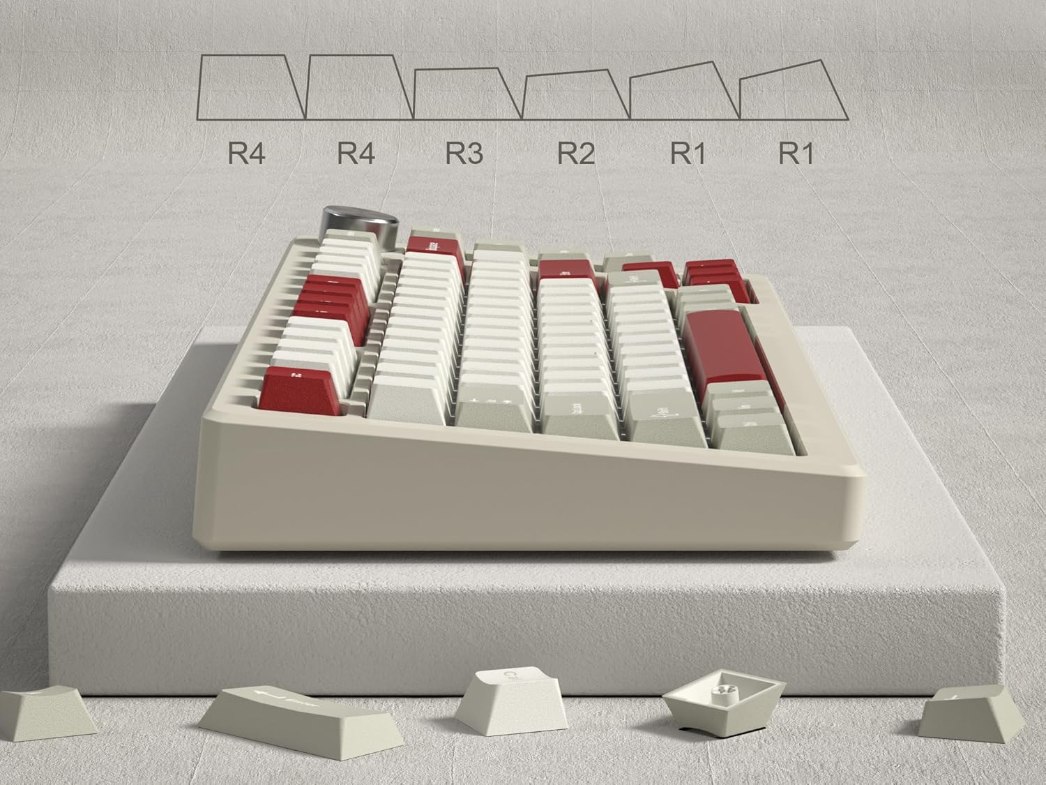Left. Womier - PBT Keycaps,Cherry Profile Double-Shot Keycap for 60% 65% 75% 100% TKL US Layout Mechanical Keyboard - Grey.