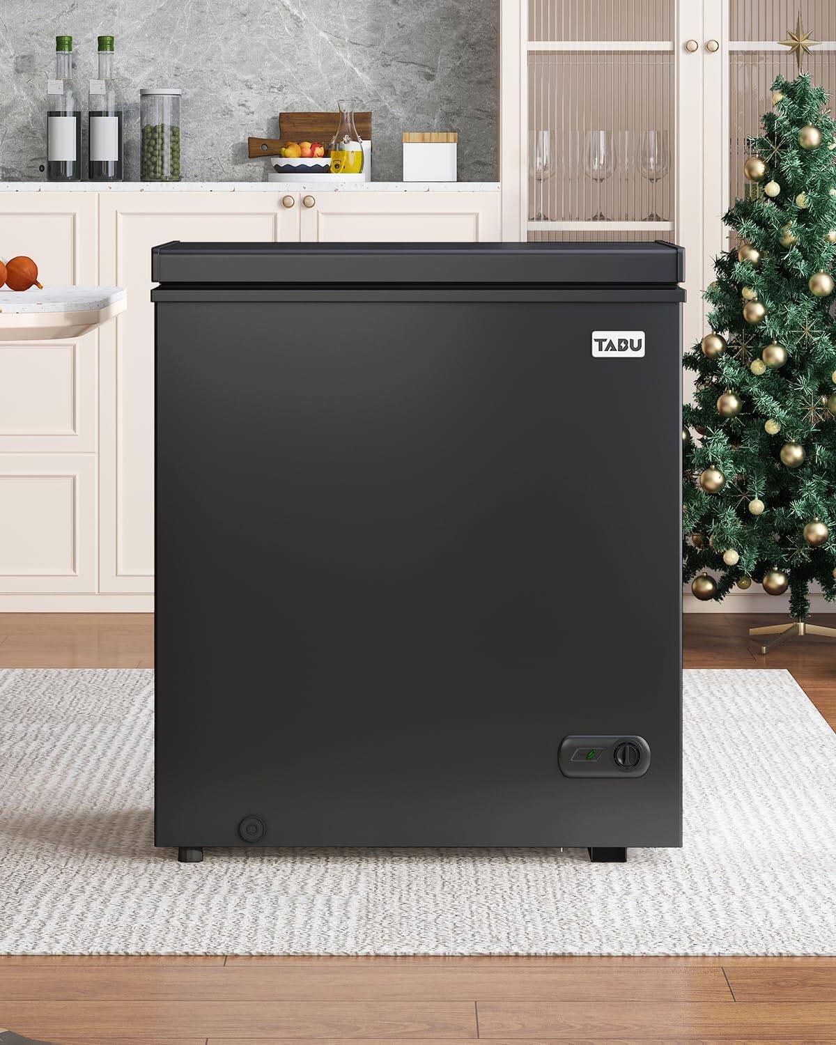 Alt View 6. Circus Cirle - 7.0 cu. ft. chest freezer with 7-level adjustable thermostat and removable storage basket (black) - BLACK.