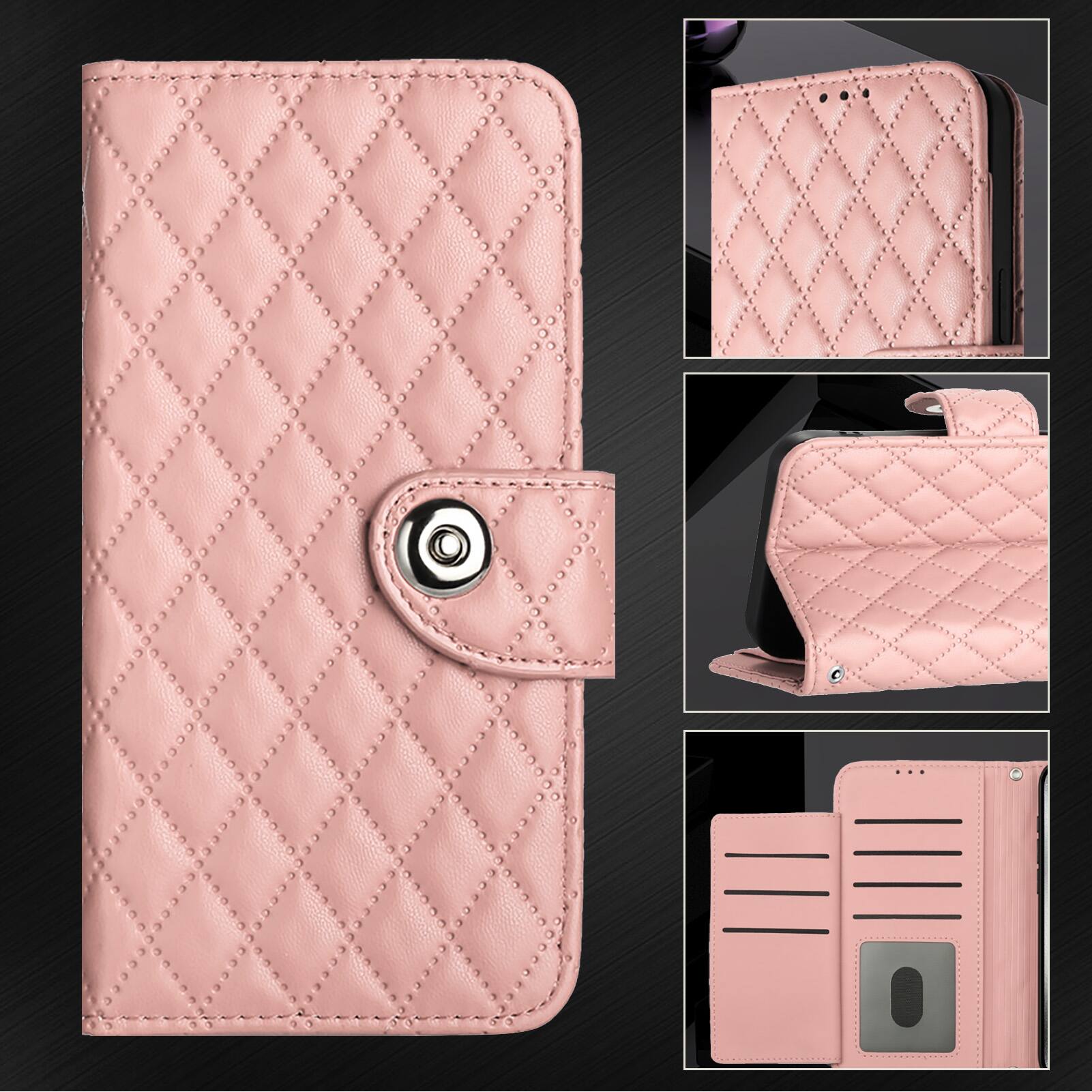 Alt View 4. Dteck - for Samsung Galaxy S26+/S26plus PU Leather Wallet Case,7-Card Holder Slots TPU Inner Cover Stand Folio Flip Case+Lanyard - Coralpink.