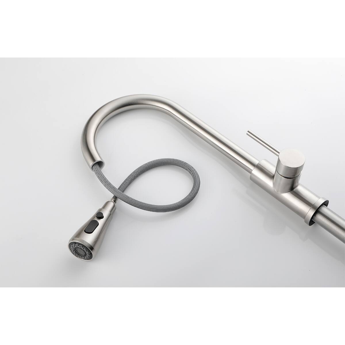 Left. Ropilly - Ropilly Single Handle Kitchen Sink Faucet with Pull Out Sprayer, Brushed Nickel Stainless Steel - Brushed Nickel.