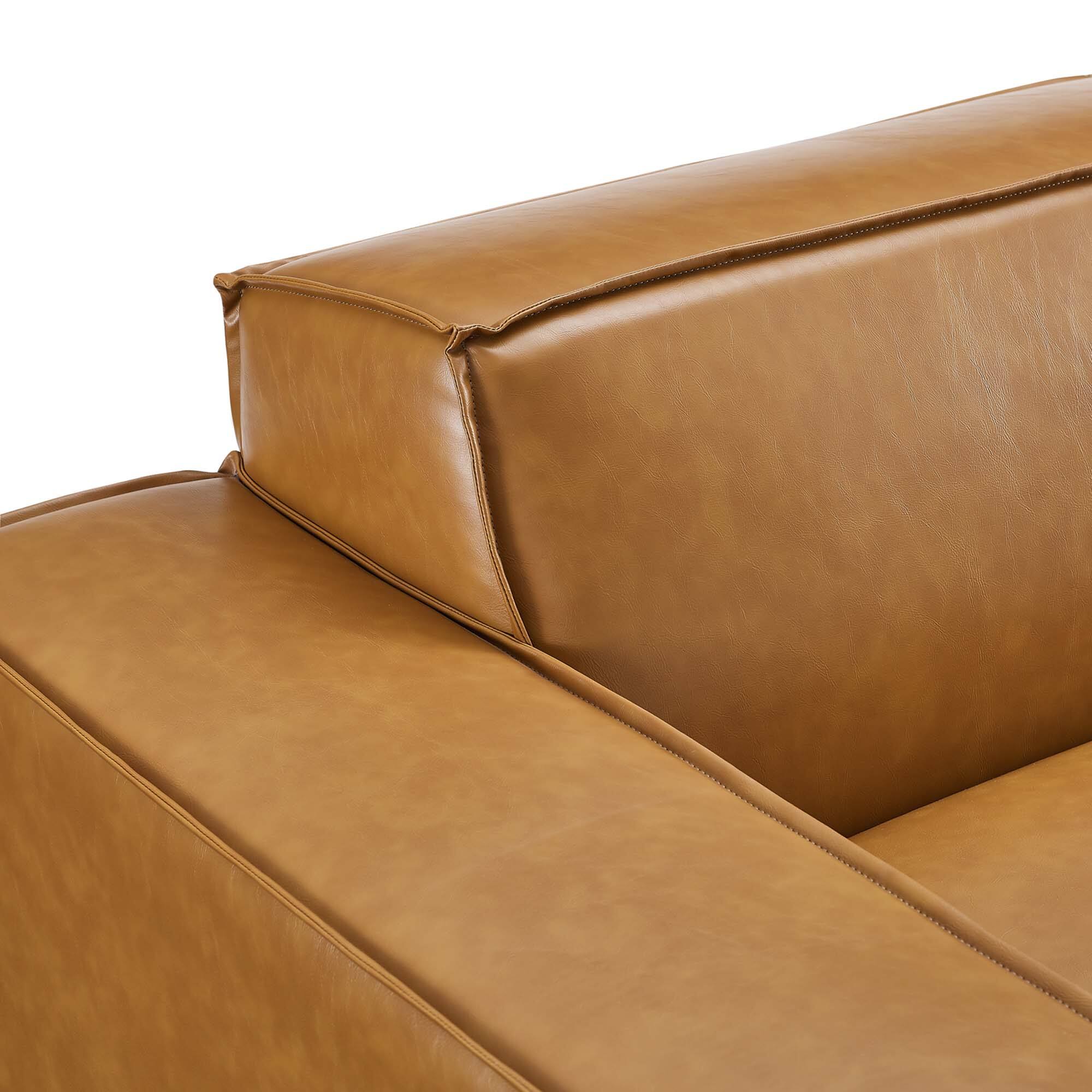 Alt View 6. Modway - Restore 4-Piece Vegan Leather Sectional Sofa by Modway - Brown.
