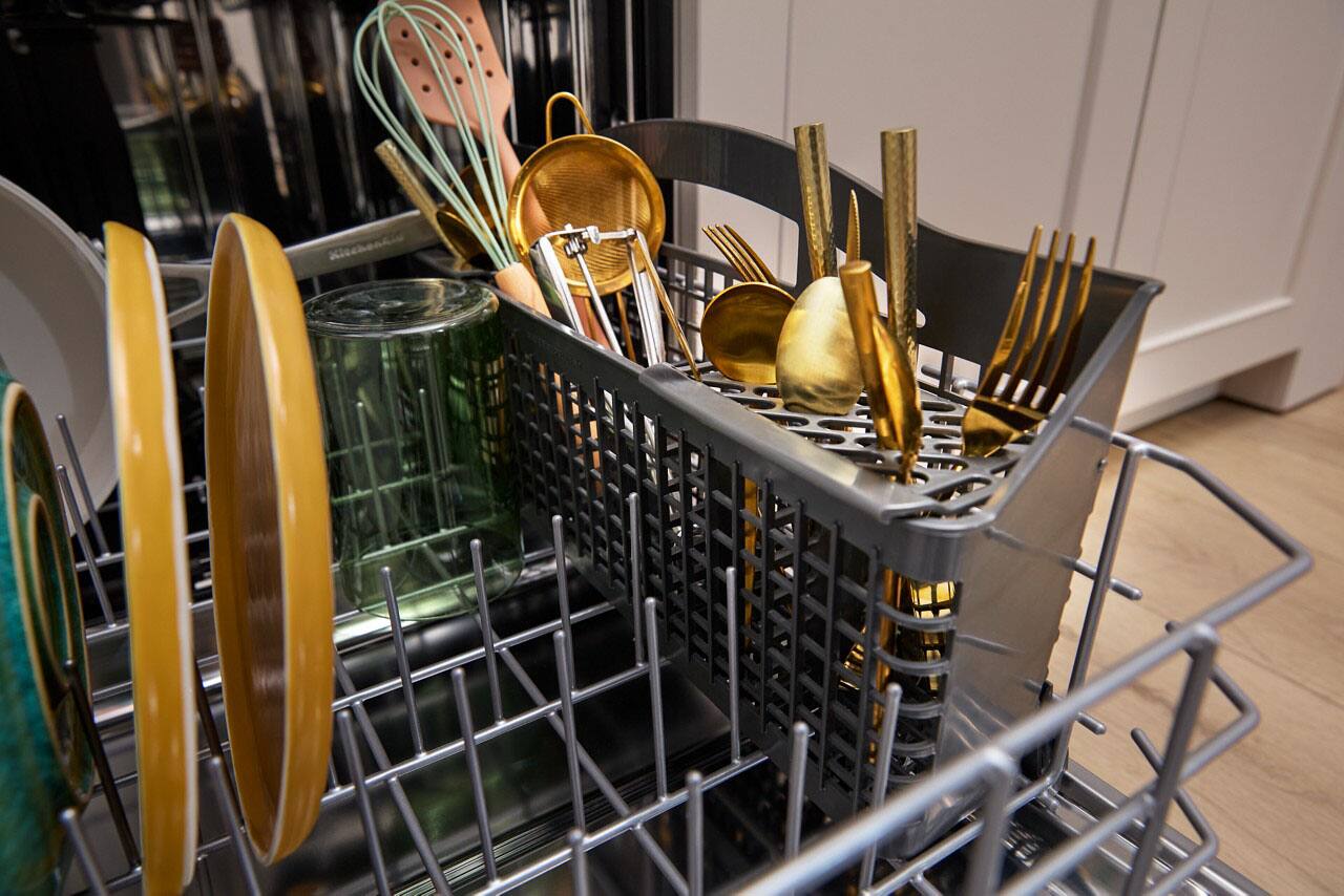 Alt View 10. KitchenAid - 24" Front Control Built-In Stainless Steel Tub Dishwasher with Third Level Utensil Rack and 47 dBA - Stainless Steel.