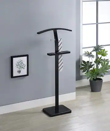 Front. Kings Brand Furniture - Kings Brand Furniture - Metal Suit Valet Stand, Clothes Rack, Clothing Organizer, Jacket Hanger (Black) - Black.