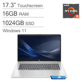 HP - 17 17.3" HD+ Touchscreen Laptop - AMD Ryzen 5 with 16GB Memory - 1TB SSD - Numeric Pad - Windows 11 - Silver