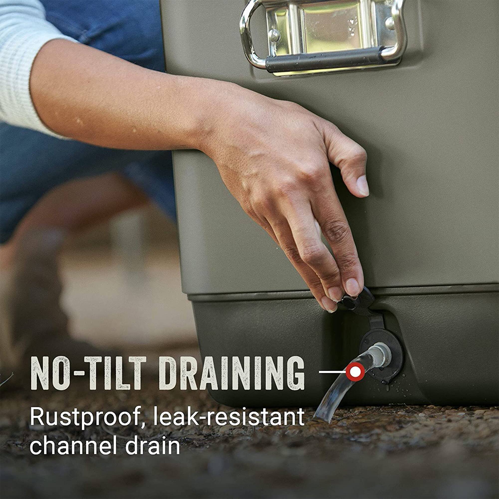NO-TILT DRAINING  
Rustproof, leak-resistant channel drain