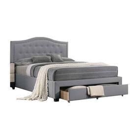 Manhattan Lane - Buk Wood Full Bed, Button Tufted Upholstered, Nailhead Trim - Gray