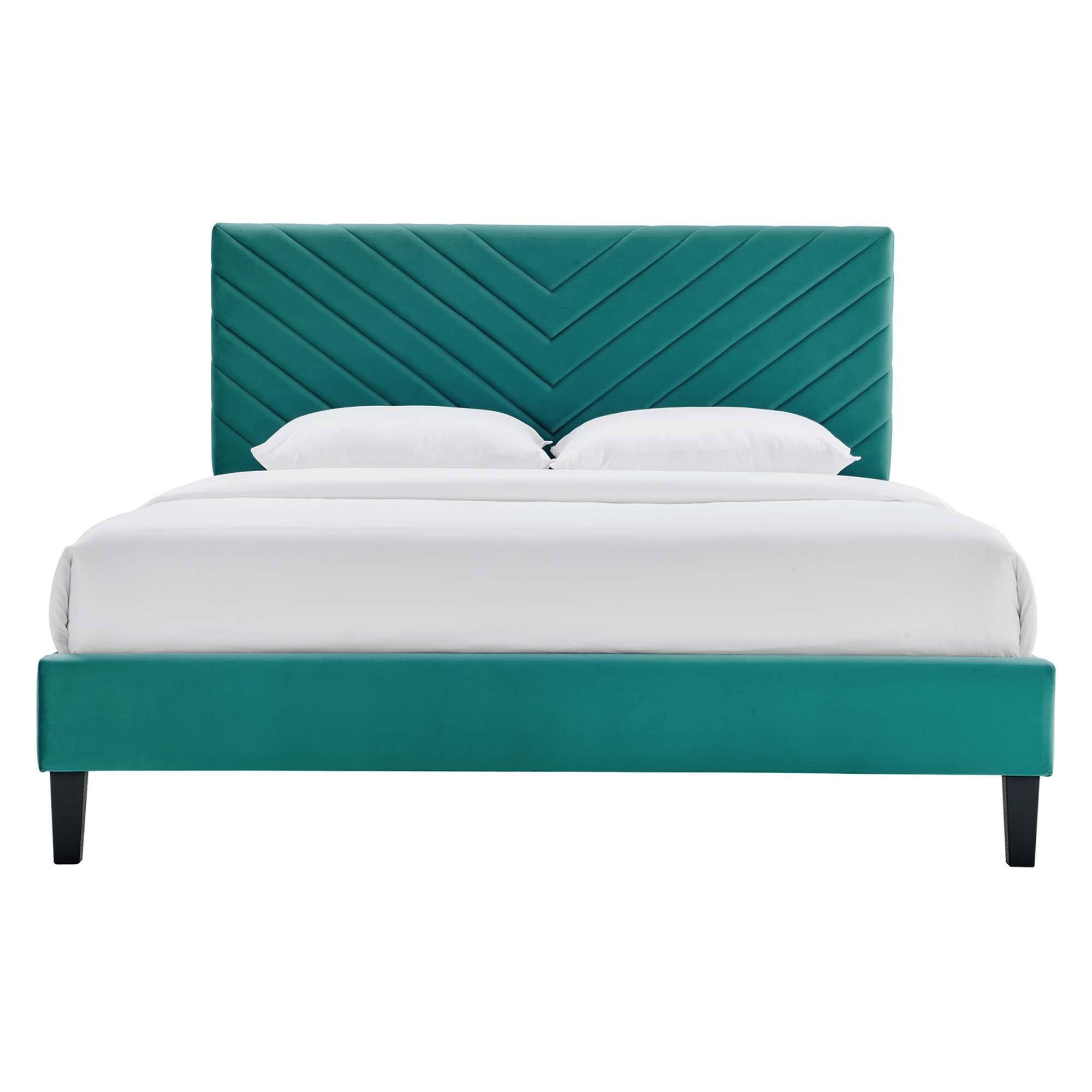 Alt View 1. Modway - Yasmine Channel Tufted Performance Velvet King Platform Bed - White.